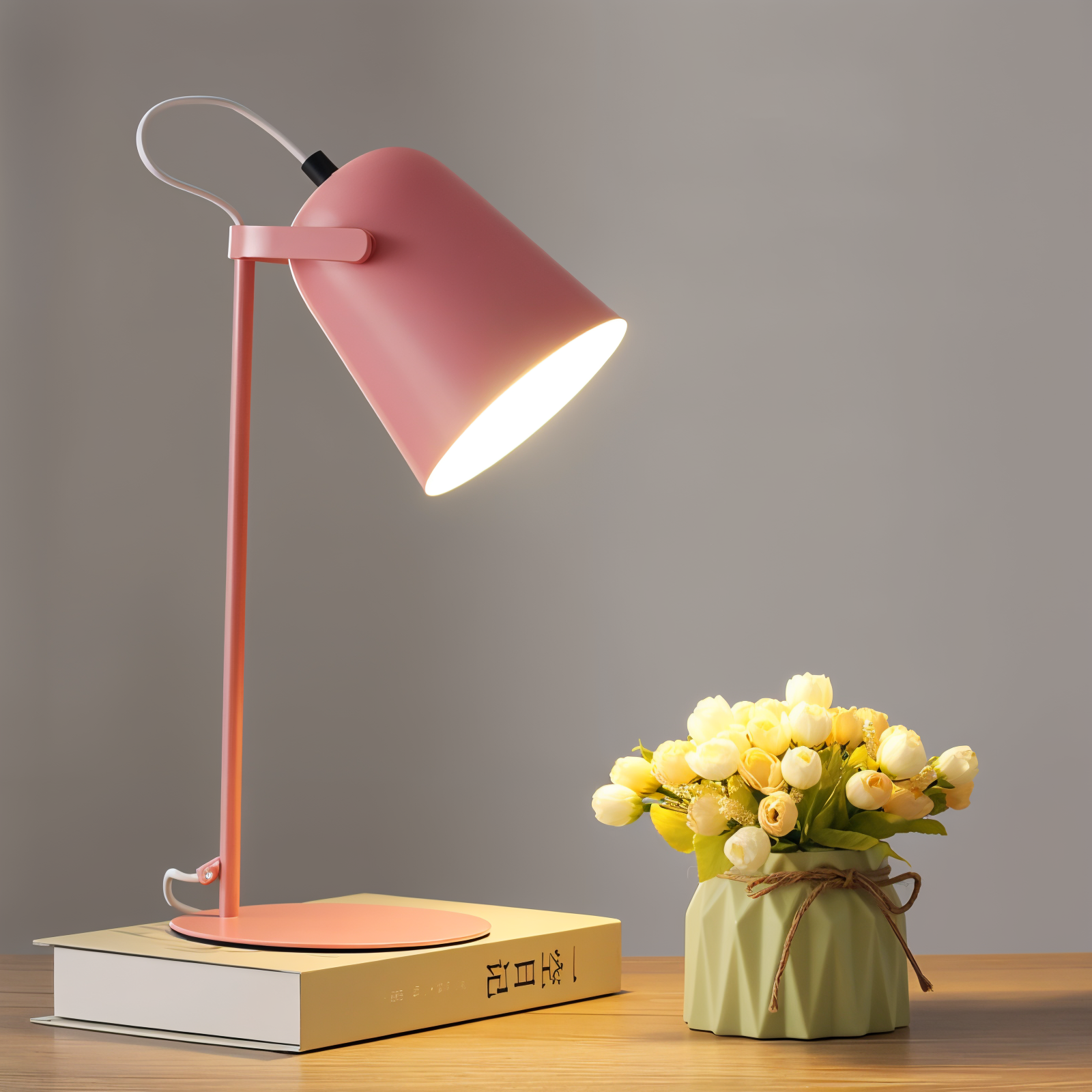 Desk lamp with adjustable cone shaped shade