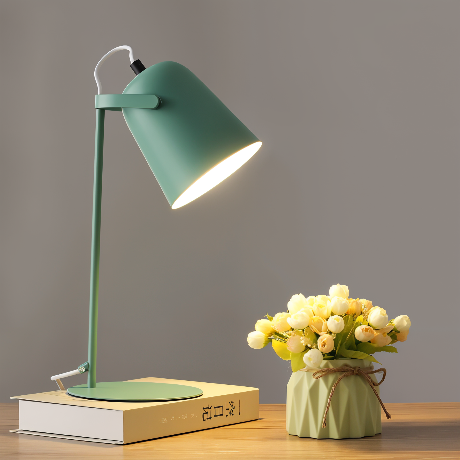 Desk lamp with adjustable cone shaped shade