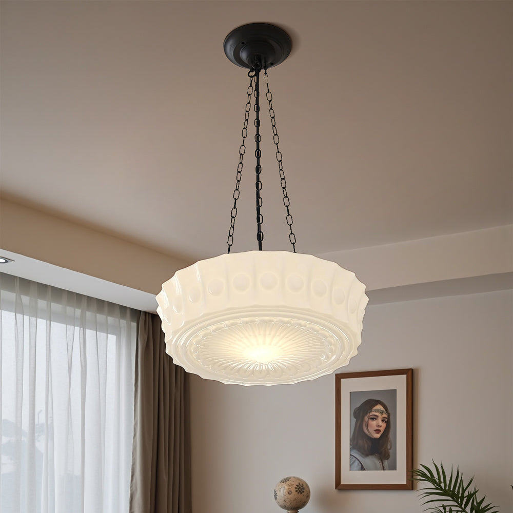 Vintage Milk Glass Pendant Light