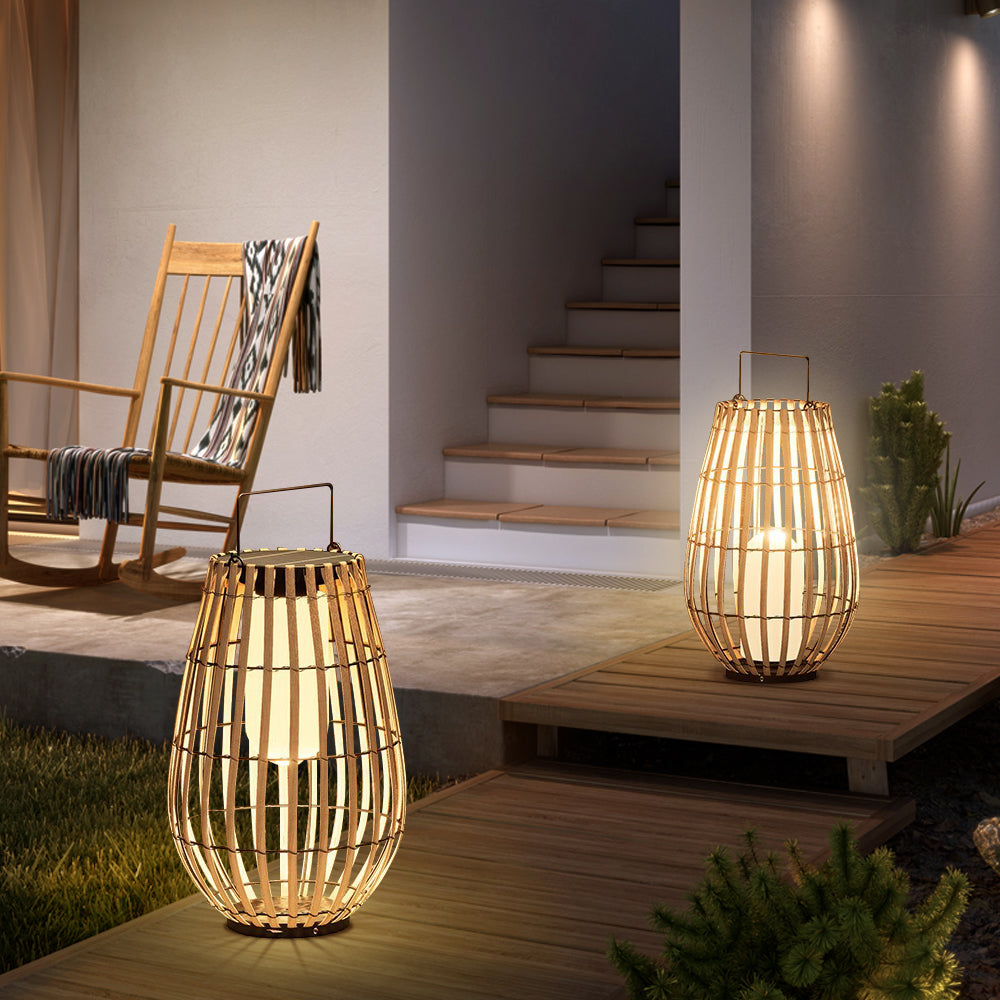 Solar Bamboo Lantern Patio Lights