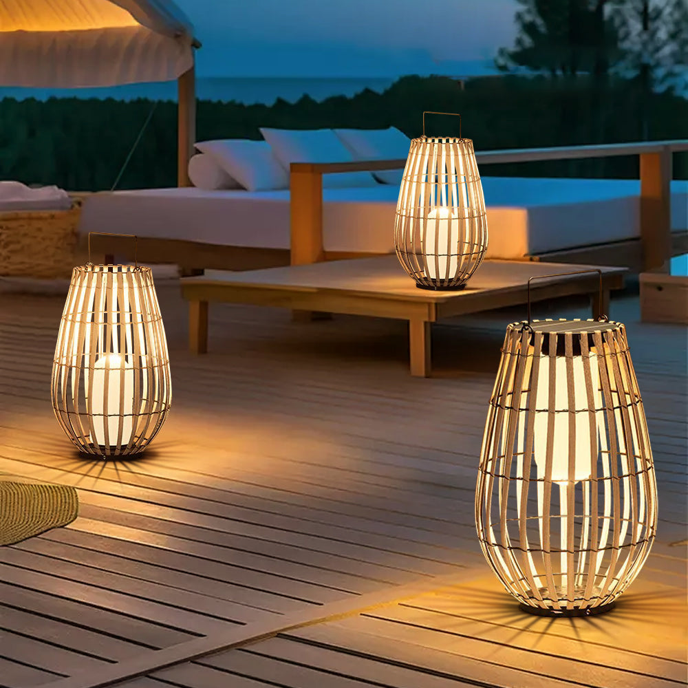 Solar Bamboo Lantern Patio Lights