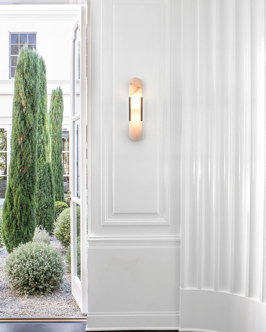 Oval Marble Wall Sconce with Soft LED Ambient Lighting