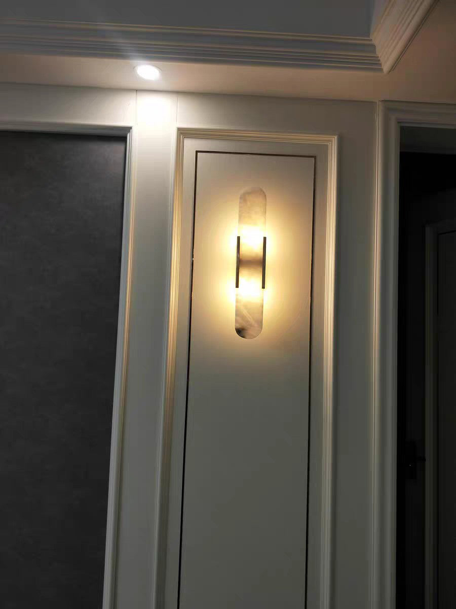 Oval Marble Wall Sconce with Soft LED Ambient Lighting