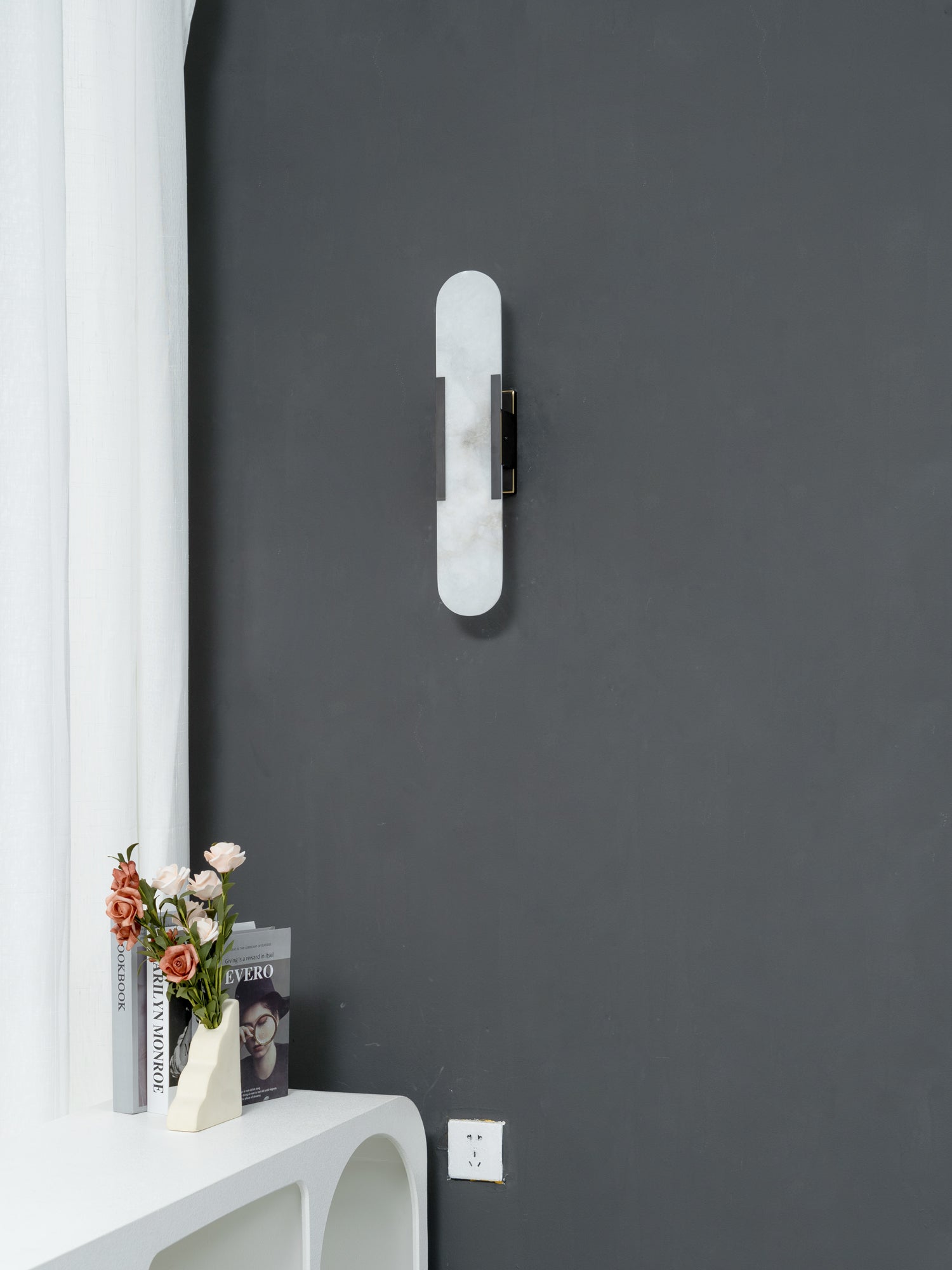 Oval Marble Wall Sconce with Soft LED Ambient Lighting