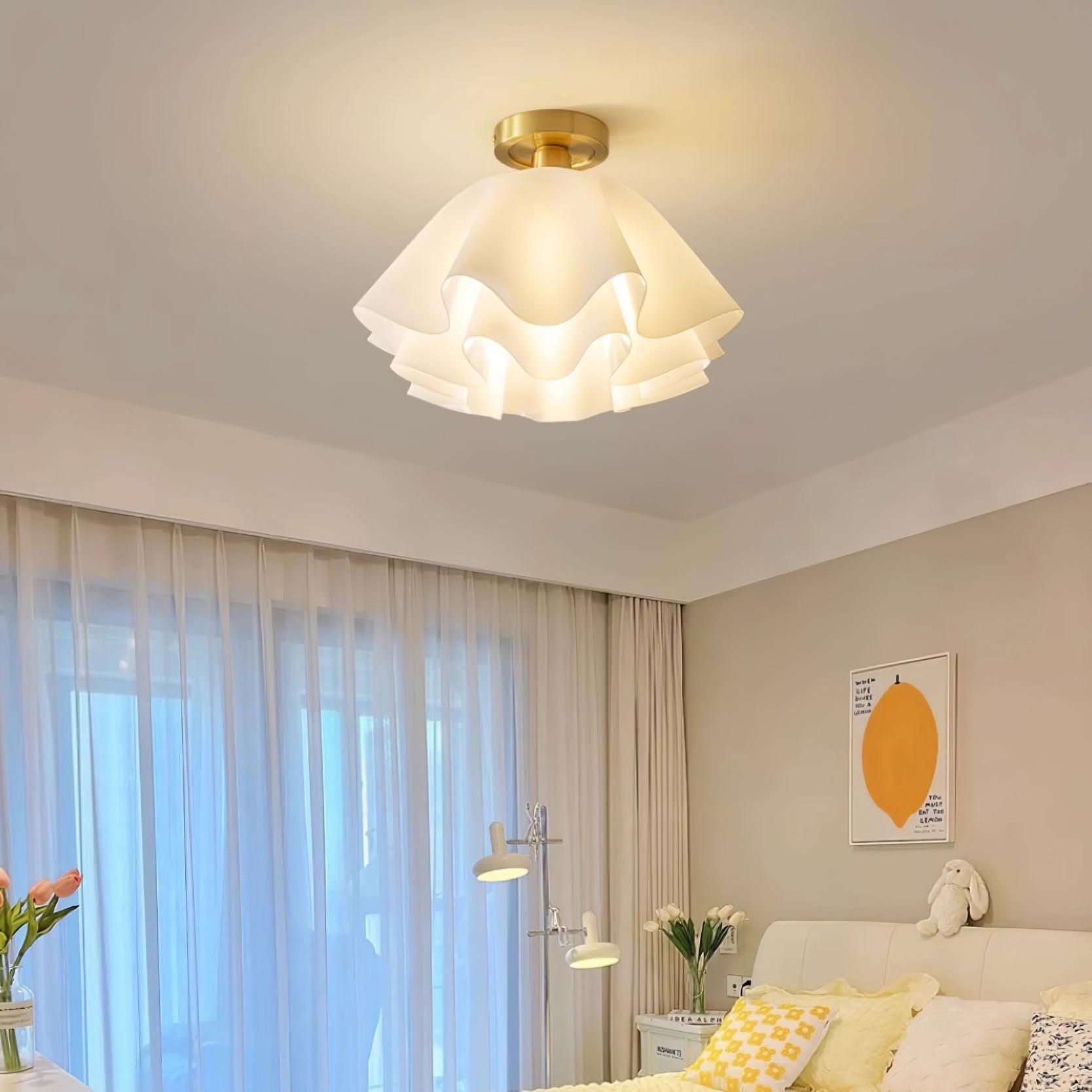 Modern Ruffled Fabric Ceiling Light