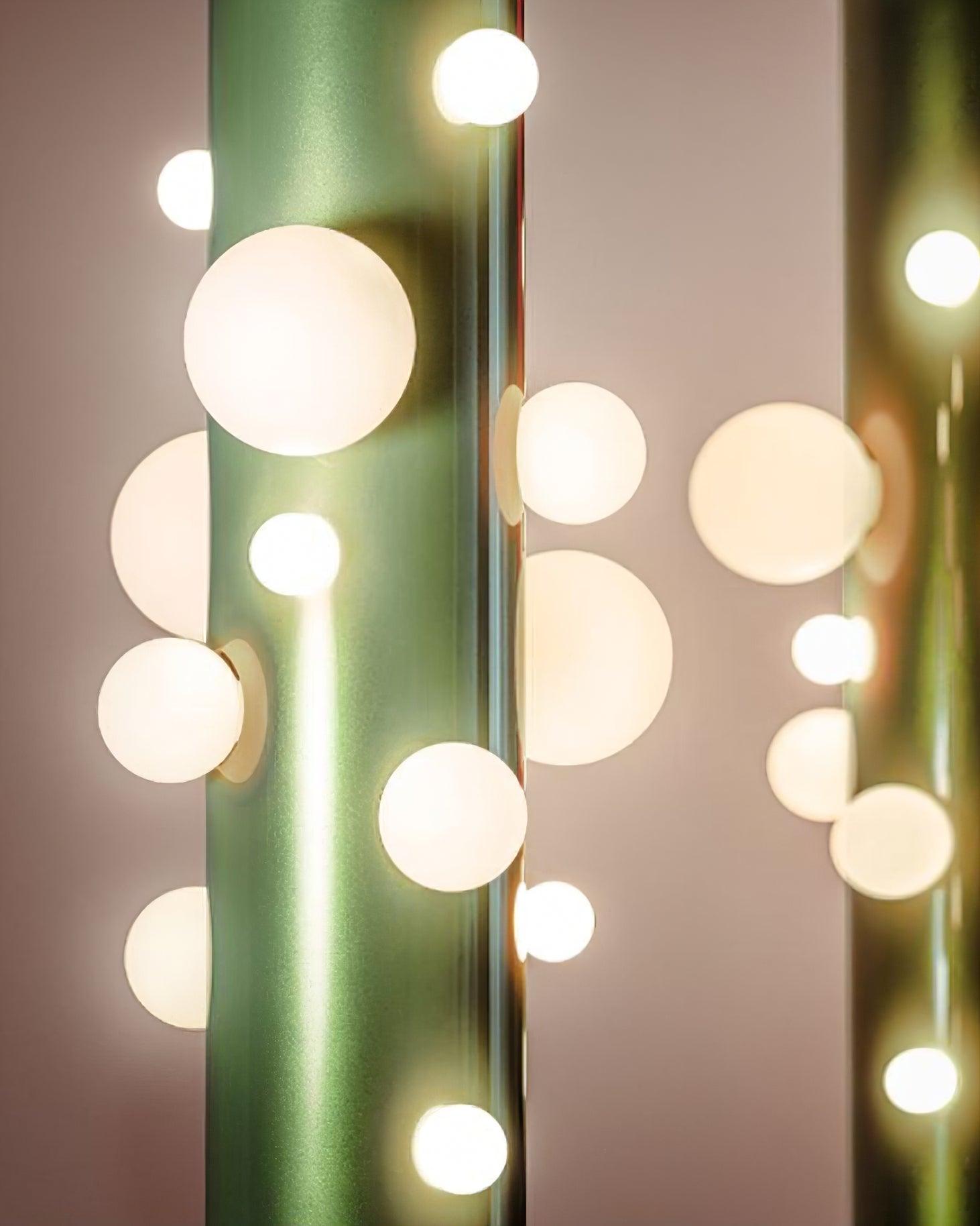 Green Floor Lamp with Vertical Column and Globe Lights