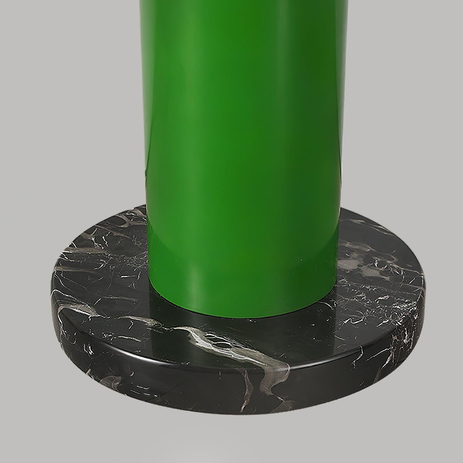 Green Floor Lamp with Vertical Column and Globe Lights