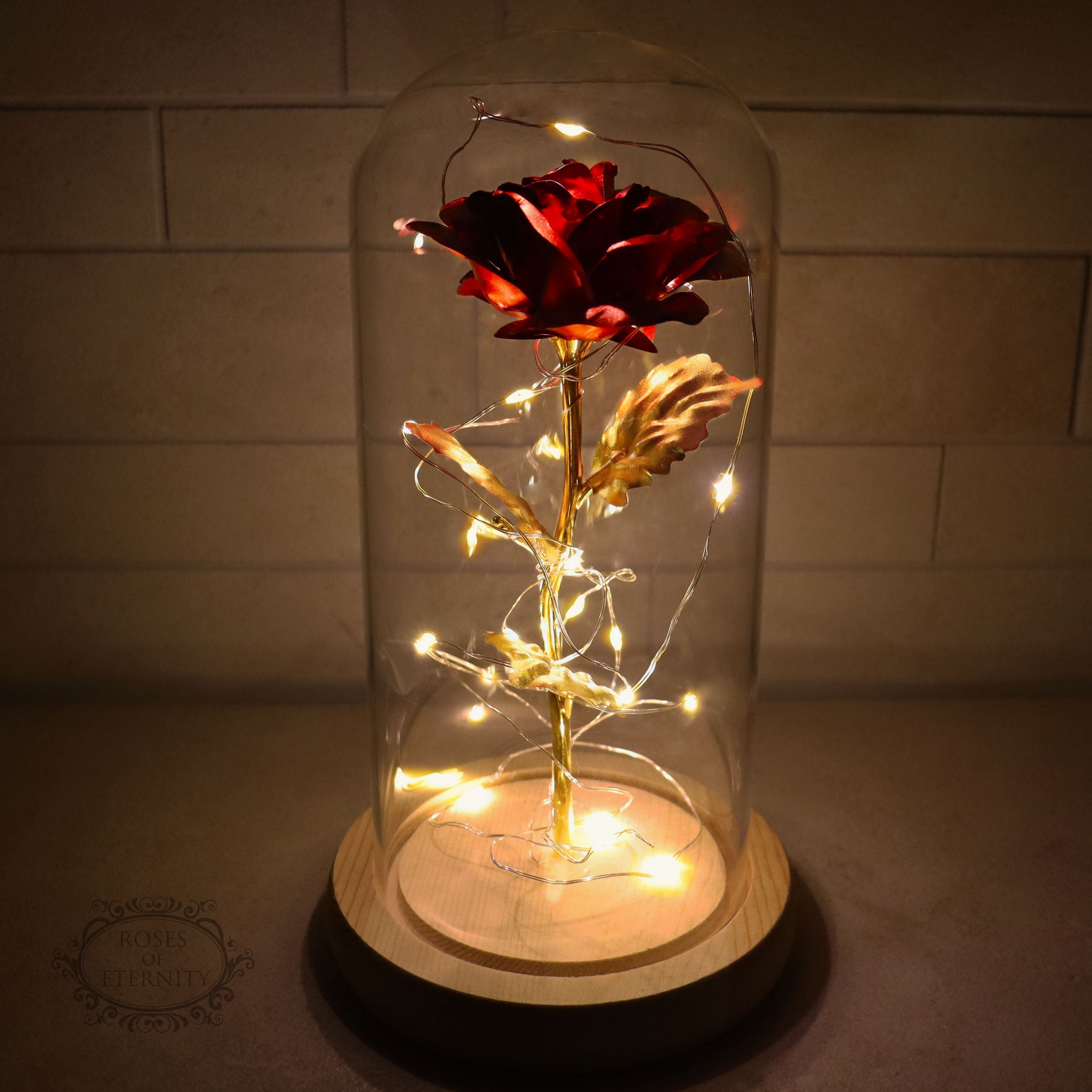 Glass Dome LED Rose Decorative Table Light