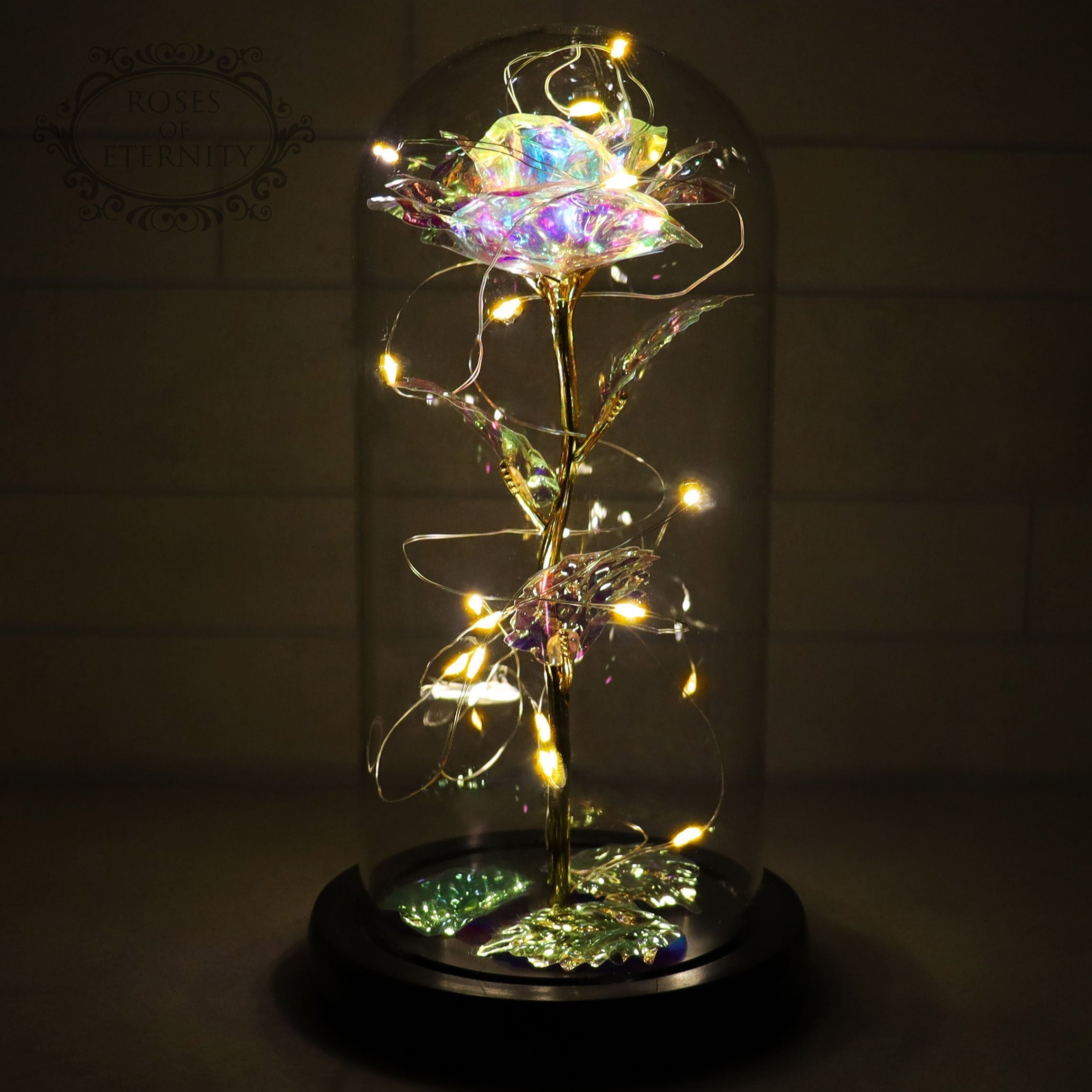 Glass Dome LED Rose Decorative Table Light