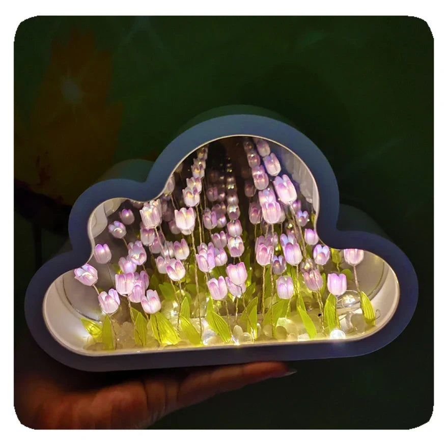 Tulip Table Lamp with Mirrored Glass Design