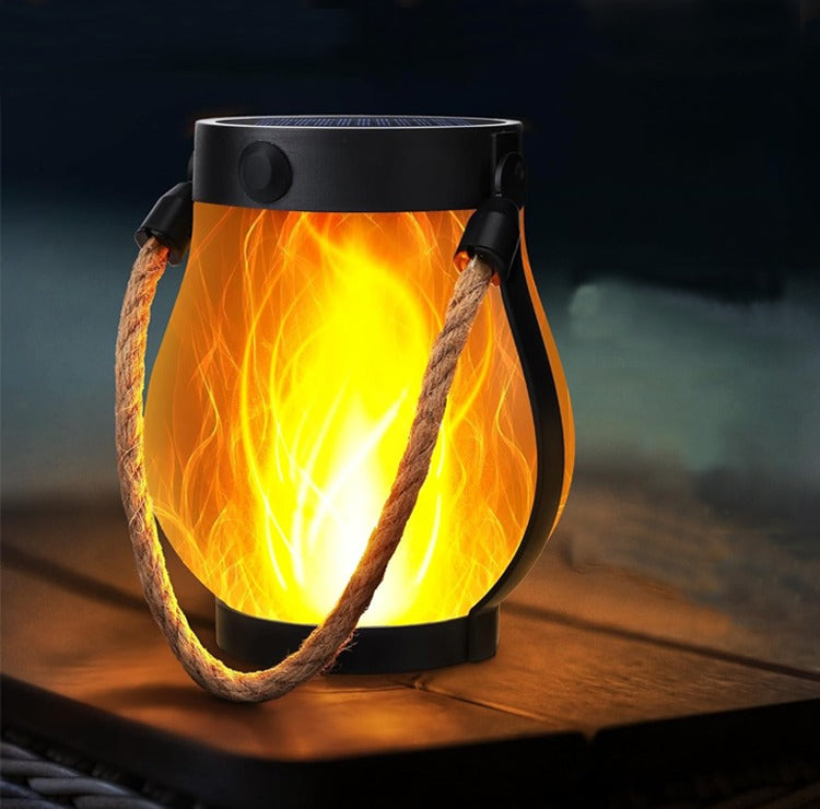 Outdoor Lantern Solar Flame Effect with Warm Ambient Light