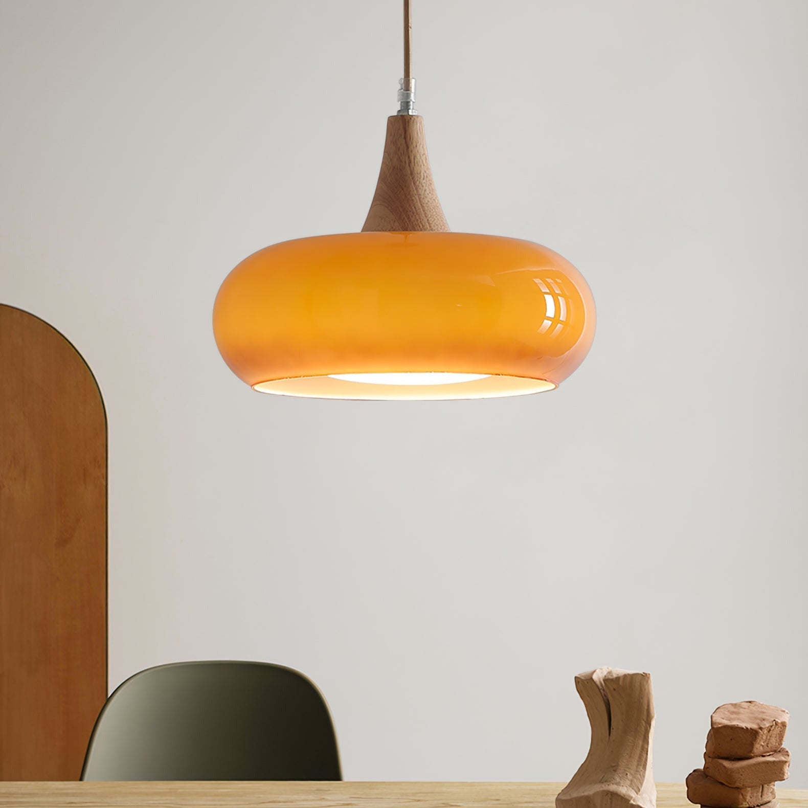 Amber Wood Accent Pendant Light