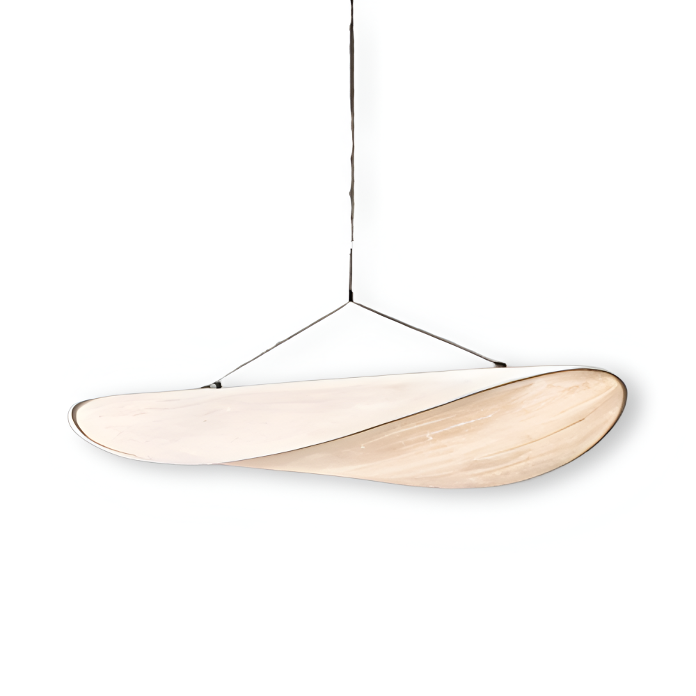 Hanging LED ceiling lamp with wave shaped panel