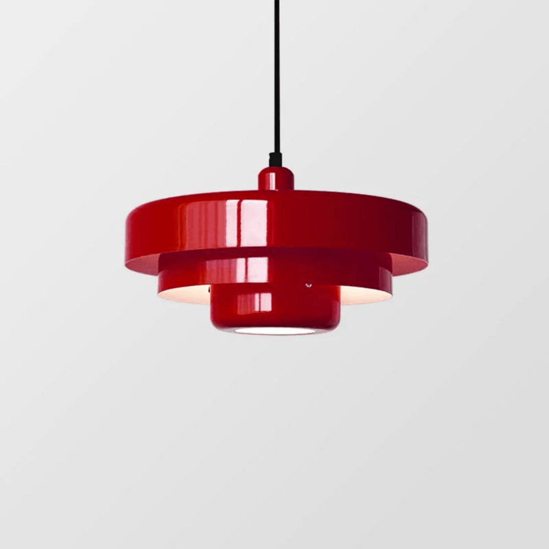Hanging ceiling lamp with tiered round shade