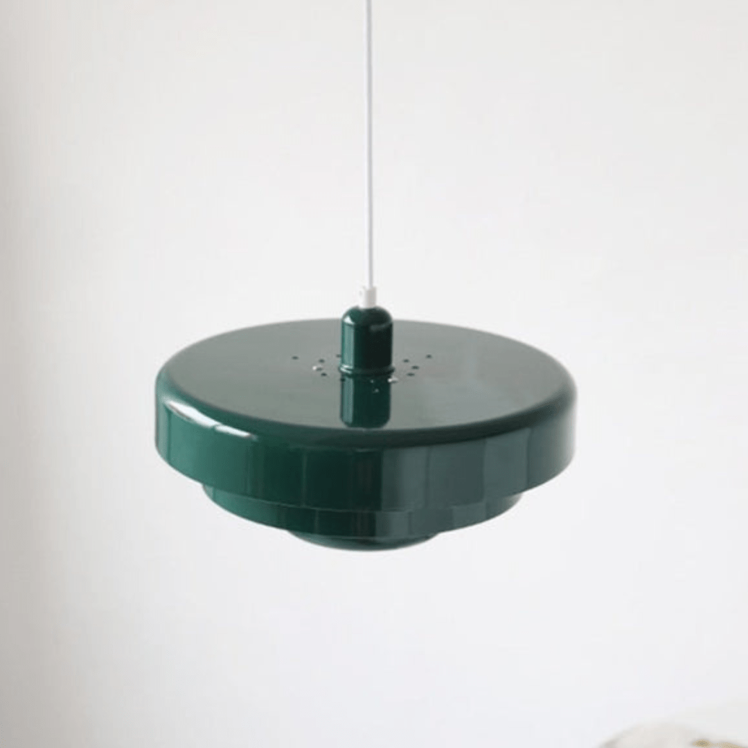 Hanging ceiling lamp with tiered round shade