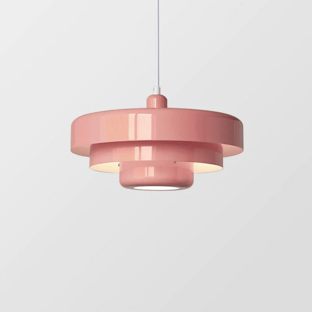 Hanging ceiling lamp with tiered round shade