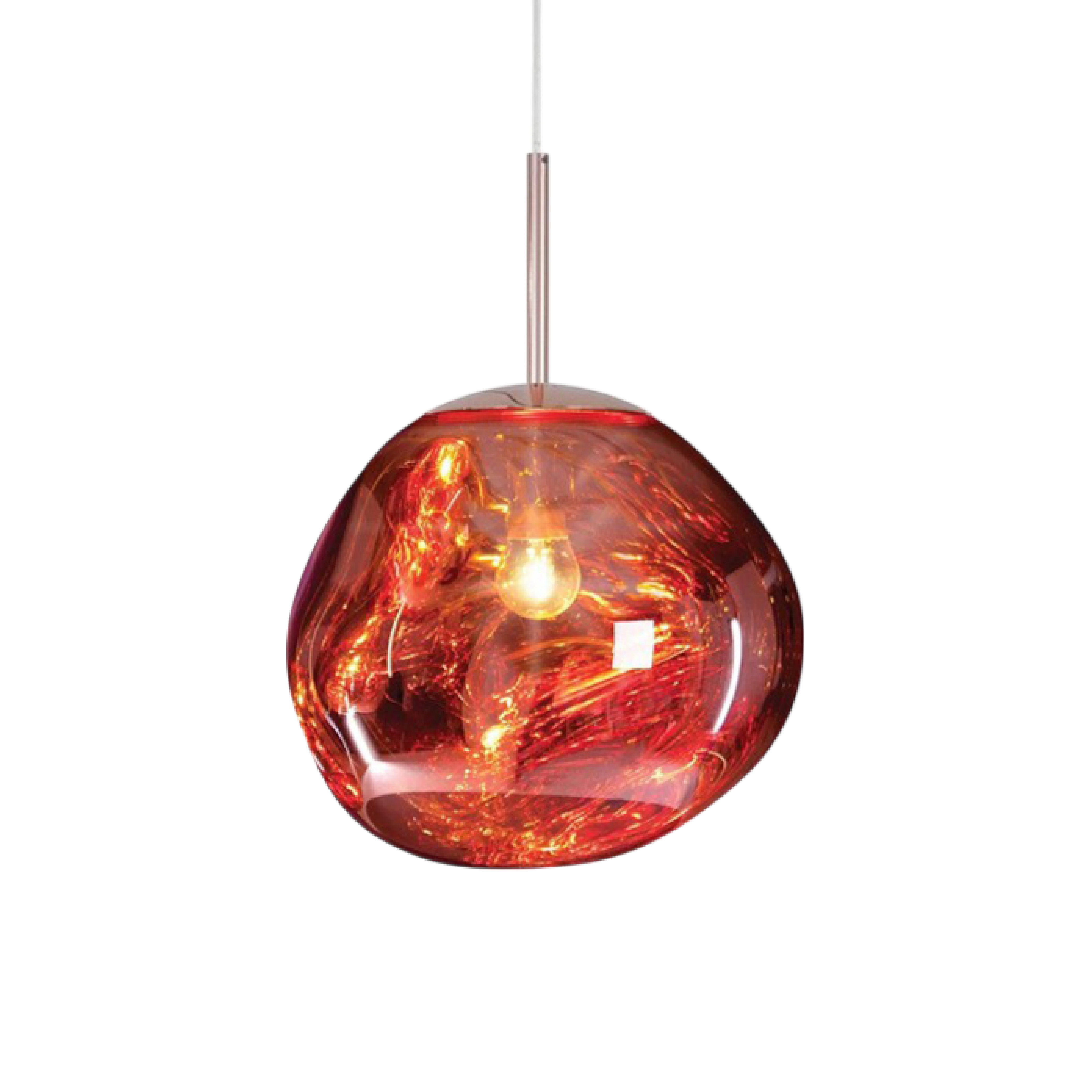 Hanging lamp with molten-style glass globe