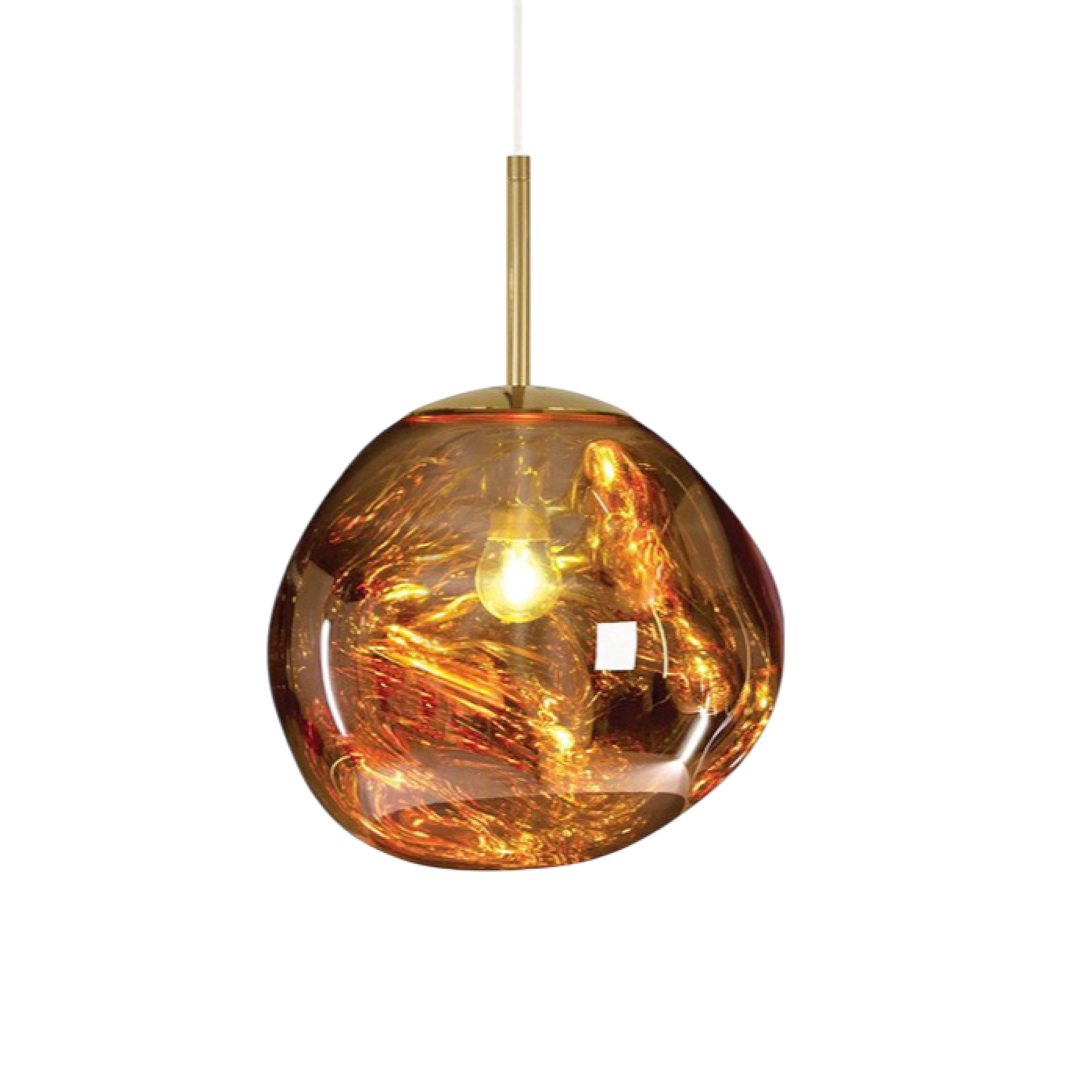 Hanging lamp with molten-style glass globe