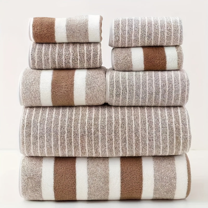 8 Pieces Bath Towel Set Soft Coral Fleece Quick Dry Towels