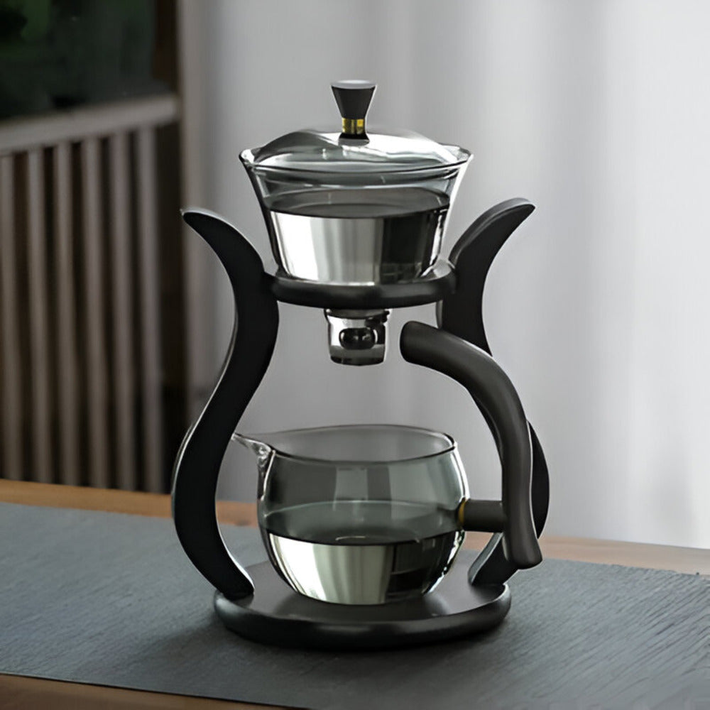 Glass Tea Drip Brewer with Wooden Stand and Magnetic Spout