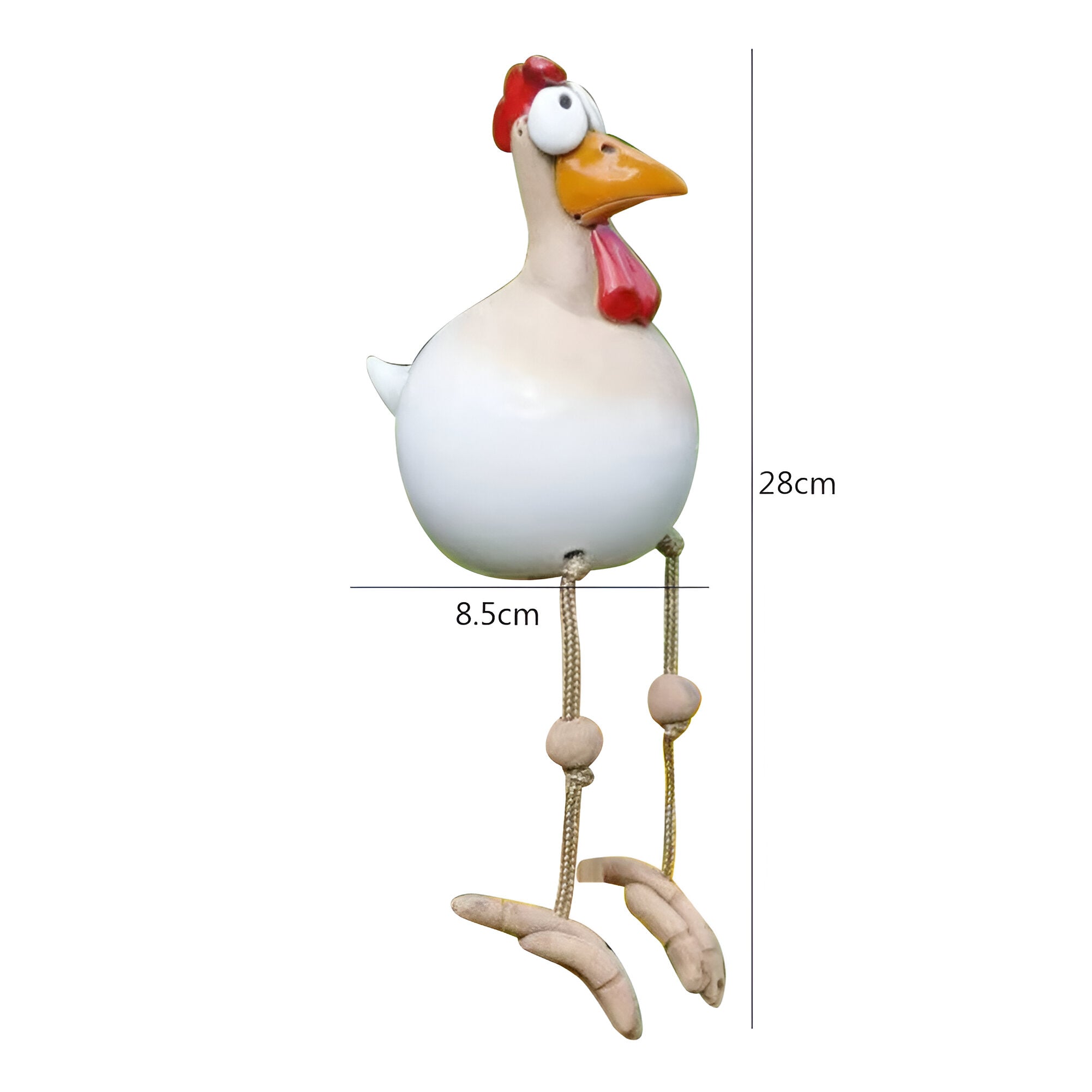 Resin Rooster Garden Figurine with Hanging Legs