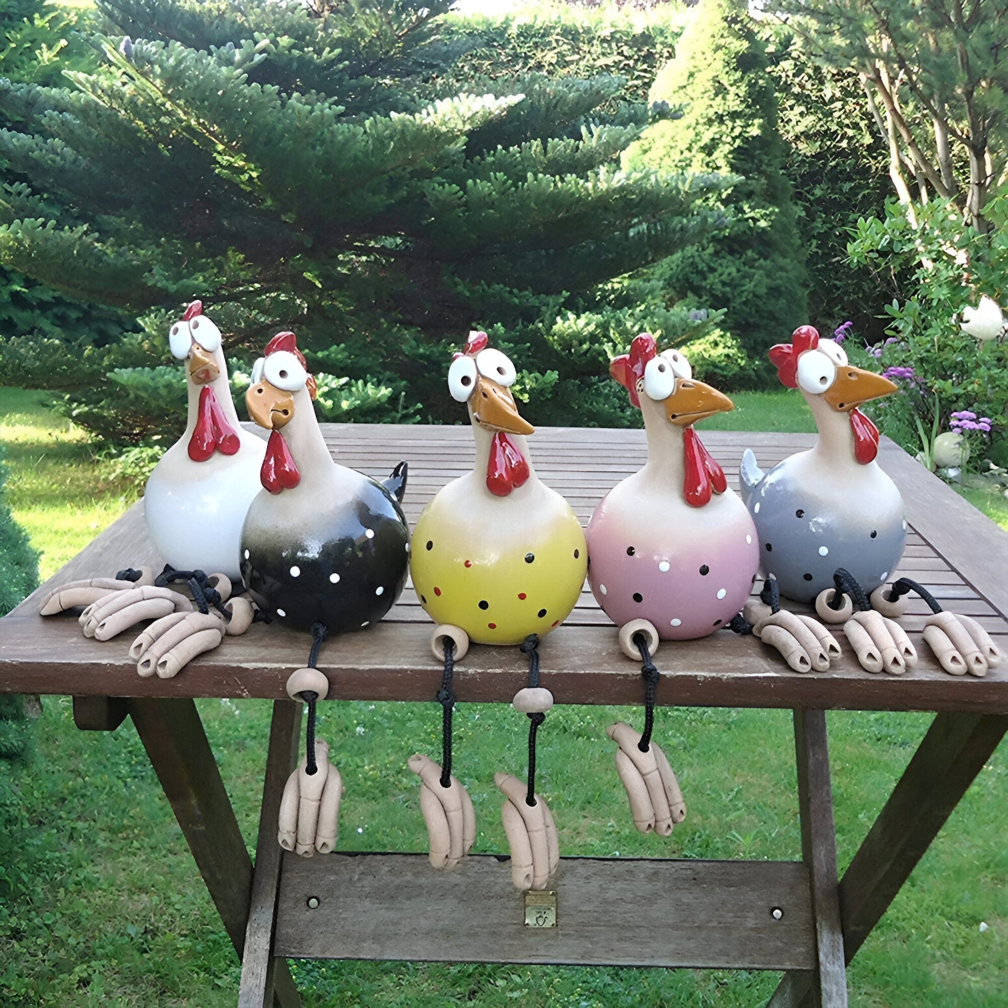 Hars Haan Tuinfiguur Met Hangende Poten