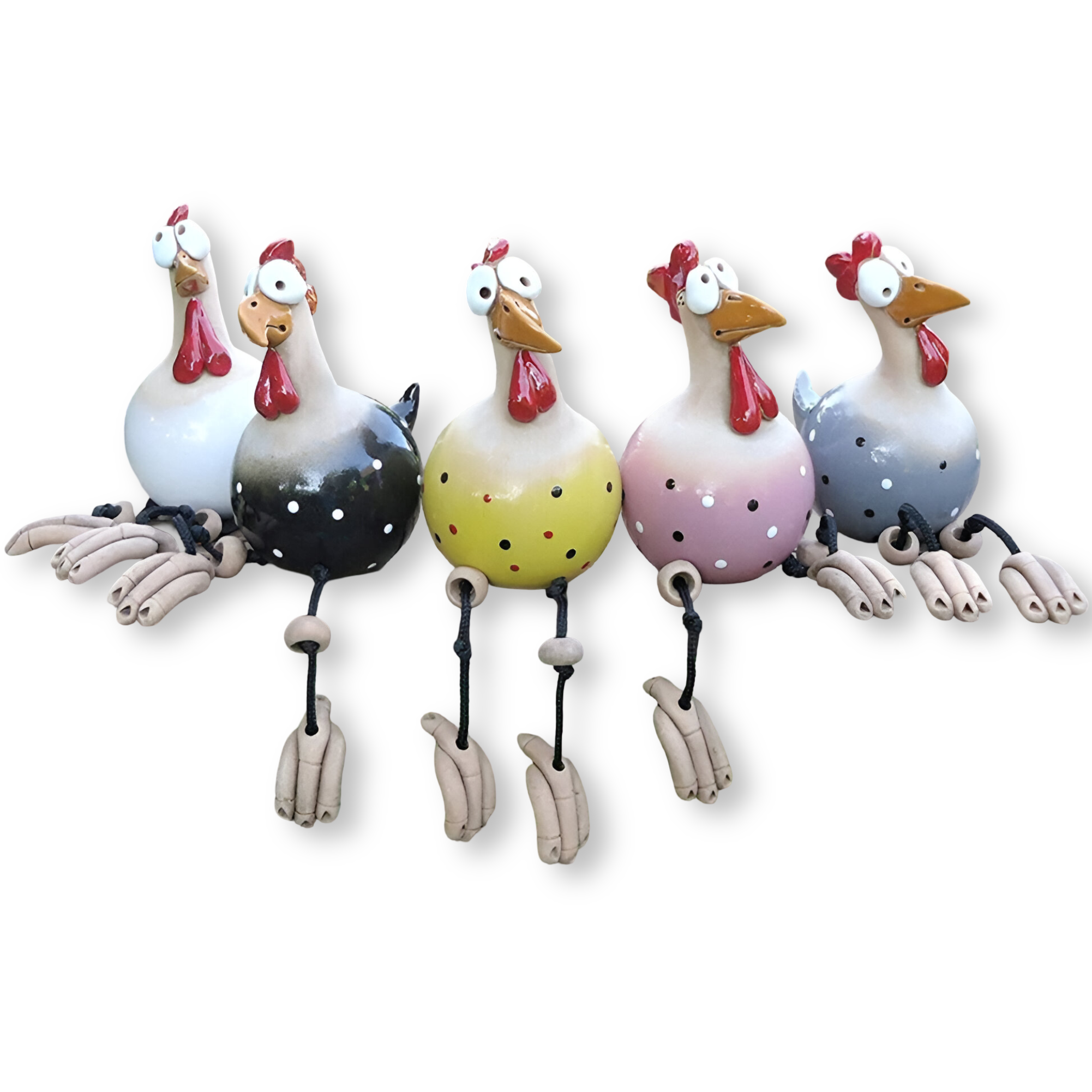 Resin Rooster Garden Figurine with Hanging Legs