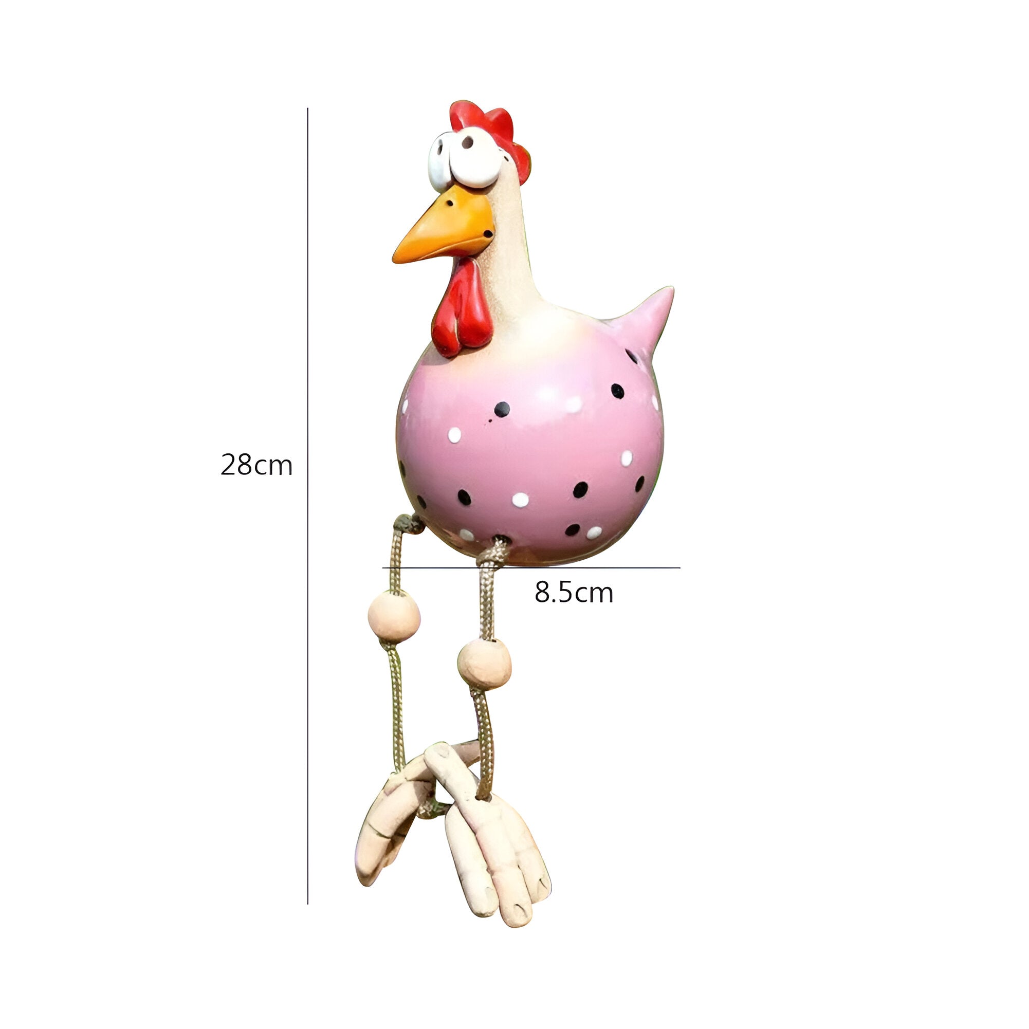 Resin Rooster Garden Figurine with Hanging Legs