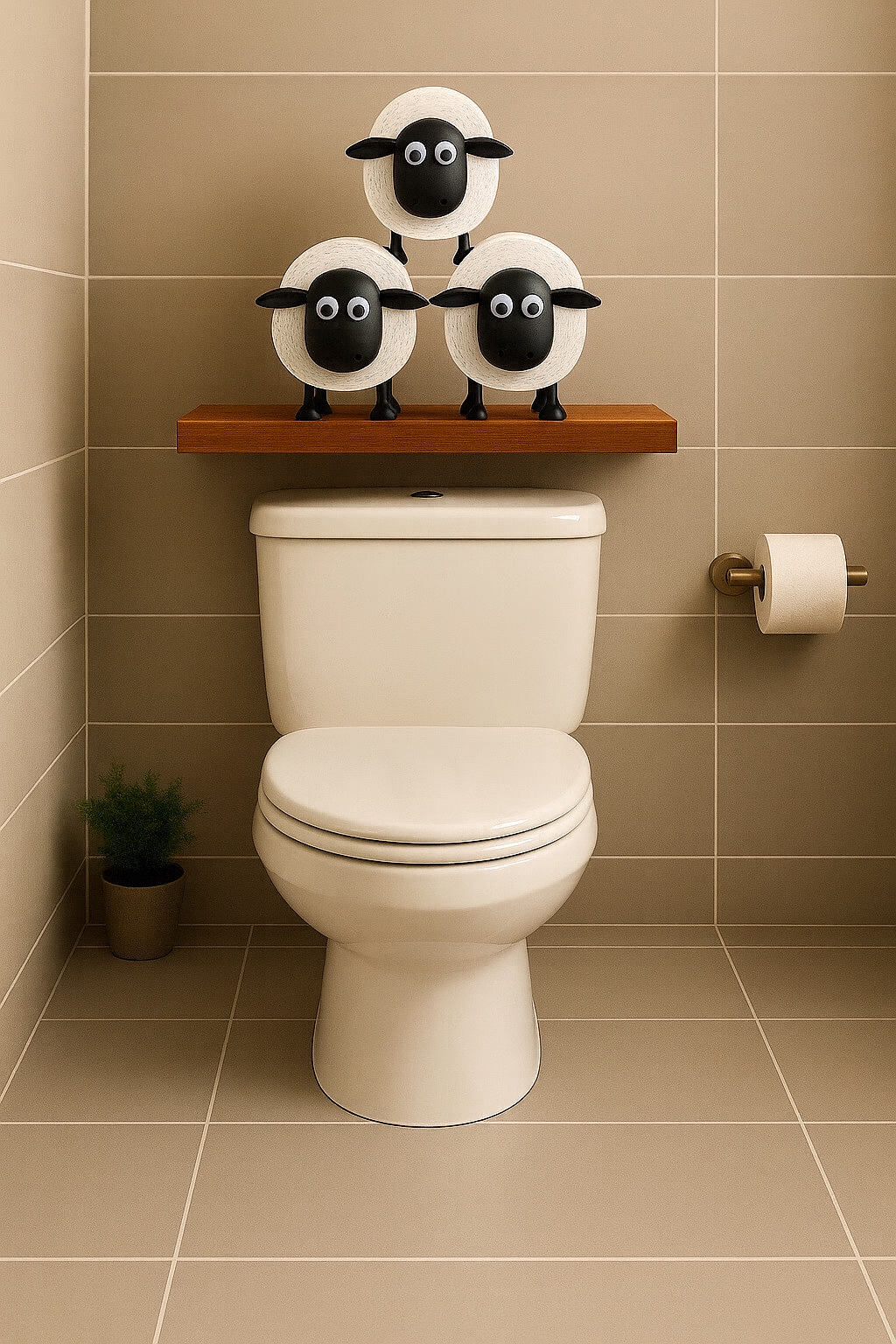 Sheep Shaped Toilet Bathroom Roll Holder Set of 3
