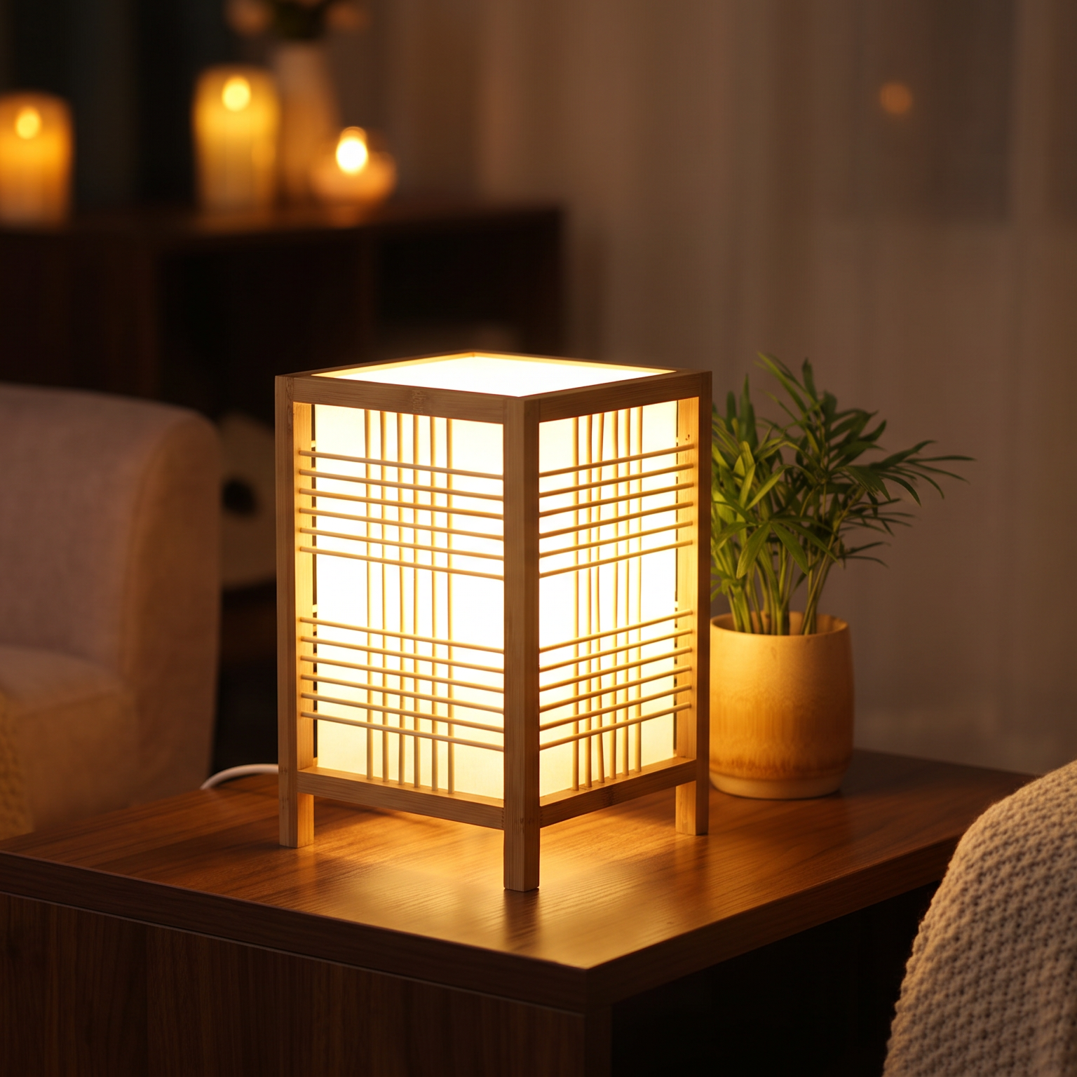Lampe de table japandi à l’éclairage doux pour la chambre