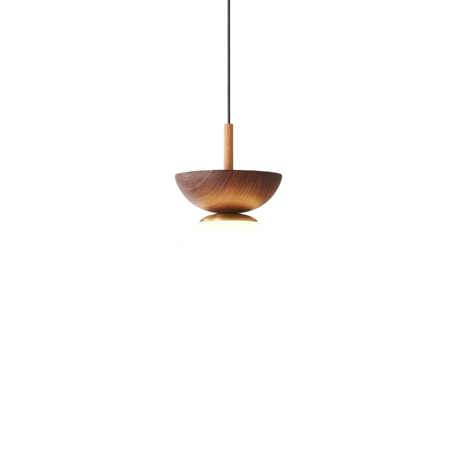 Japandi Wooden Globe Pendant Light