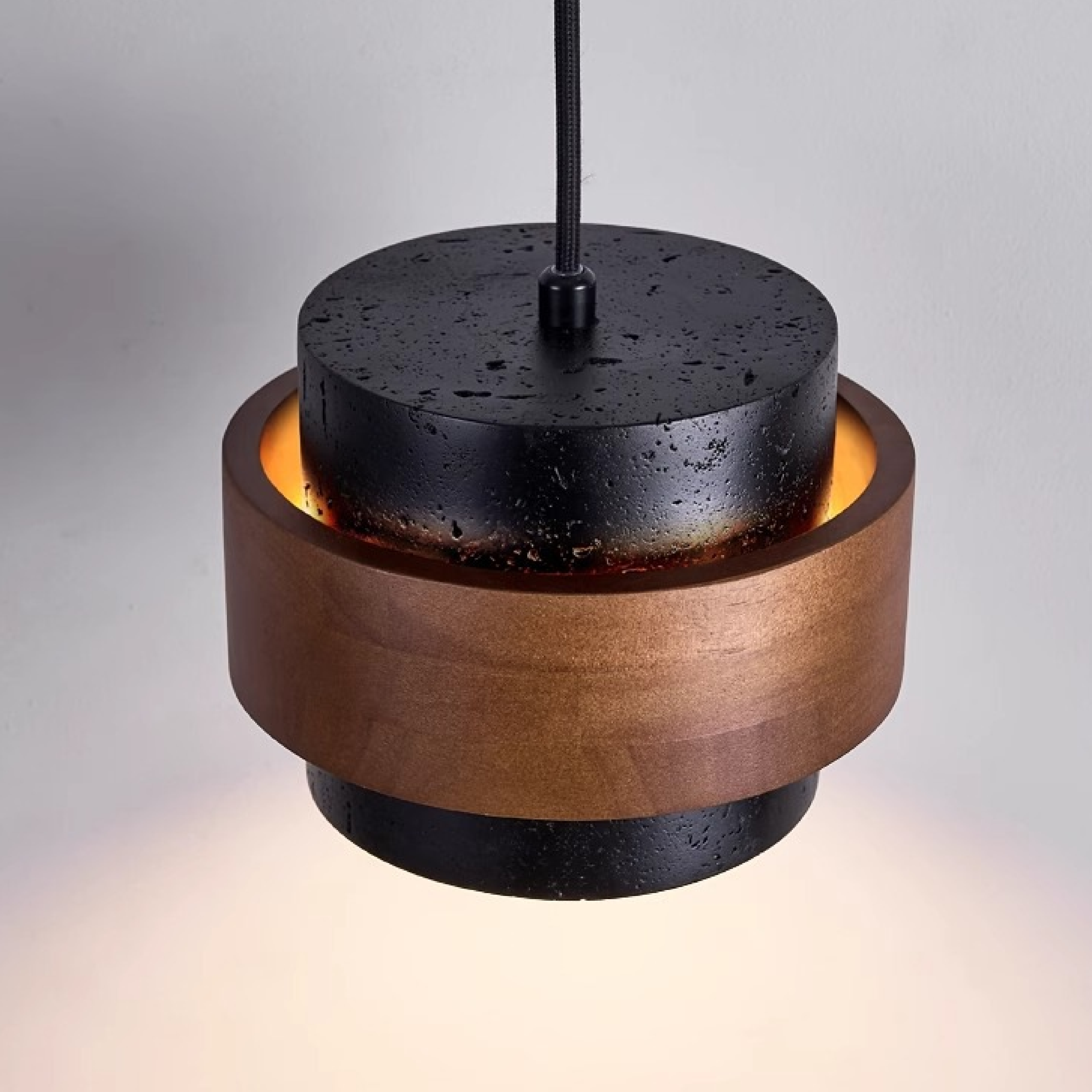 Classic Black Stone Travertine Pendant Light