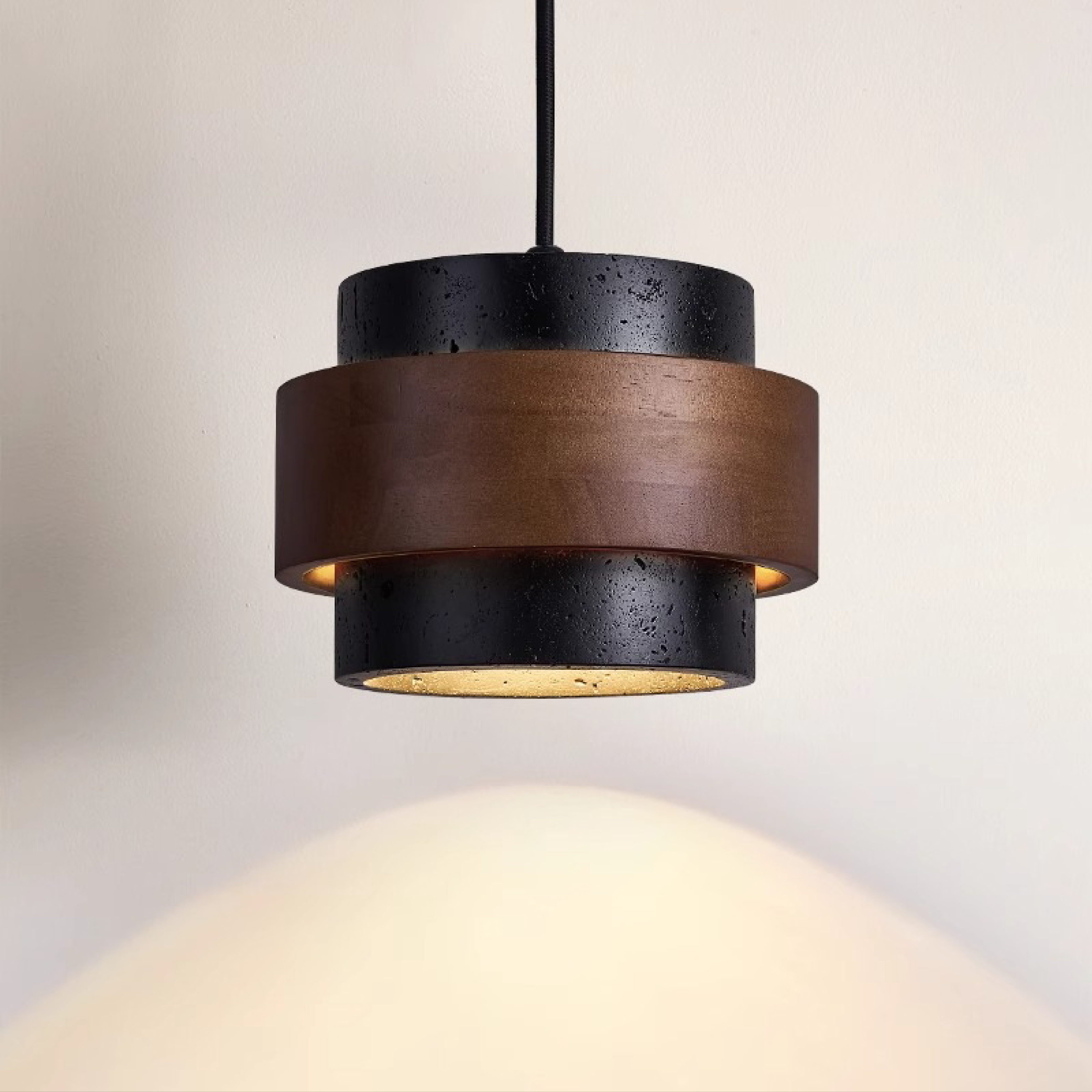Classic Black Stone Travertine Pendant Light