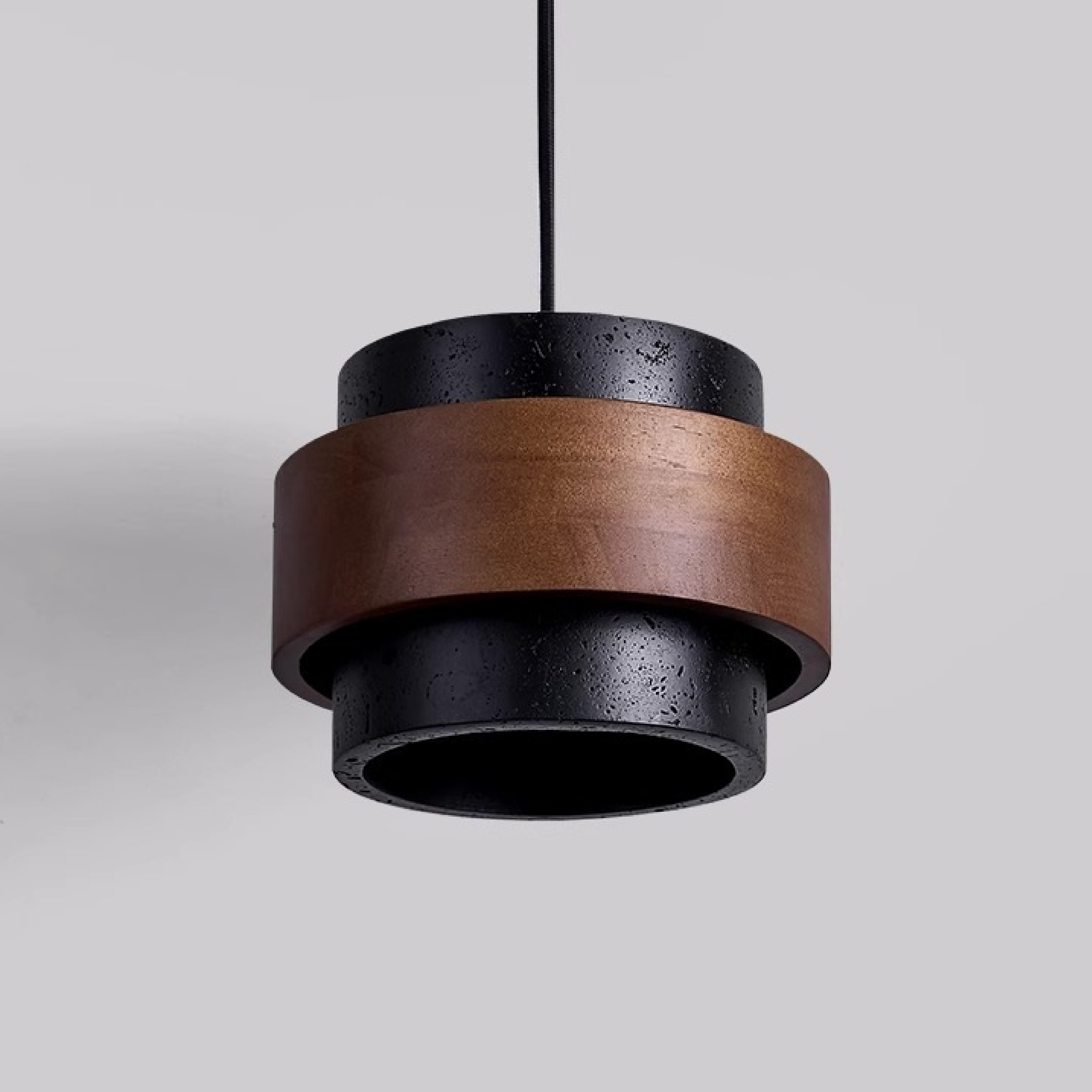 Classic Black Stone Travertine Pendant Light
