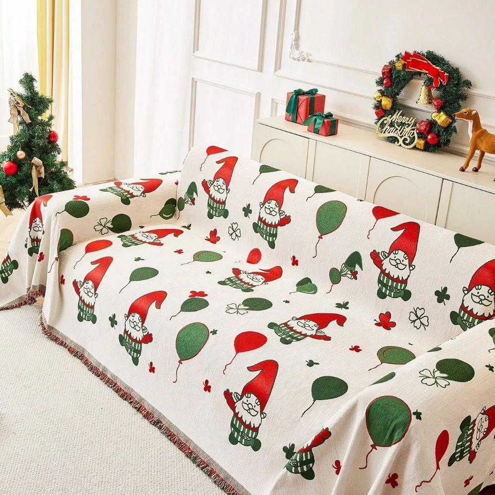 Festive Christmas Gnome Couch Cover for Living Room Sofa