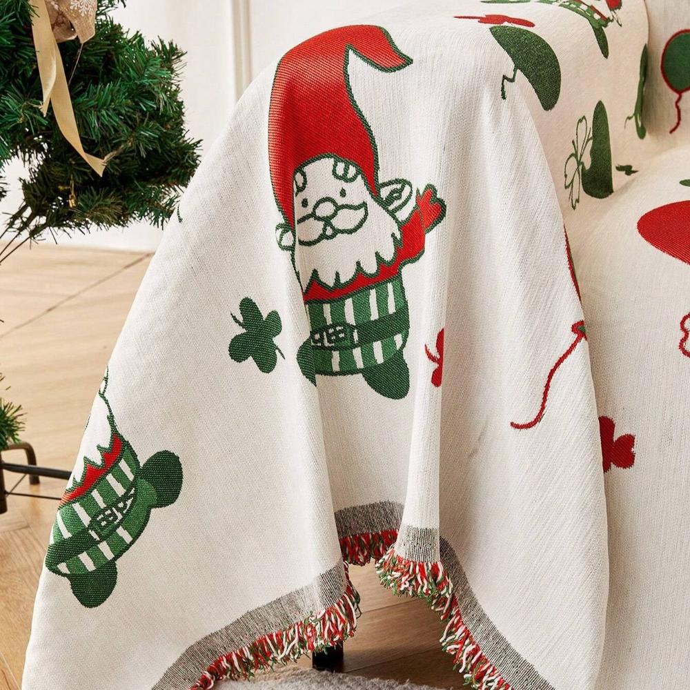 Festive Christmas Gnome Couch Cover for Living Room Sofa