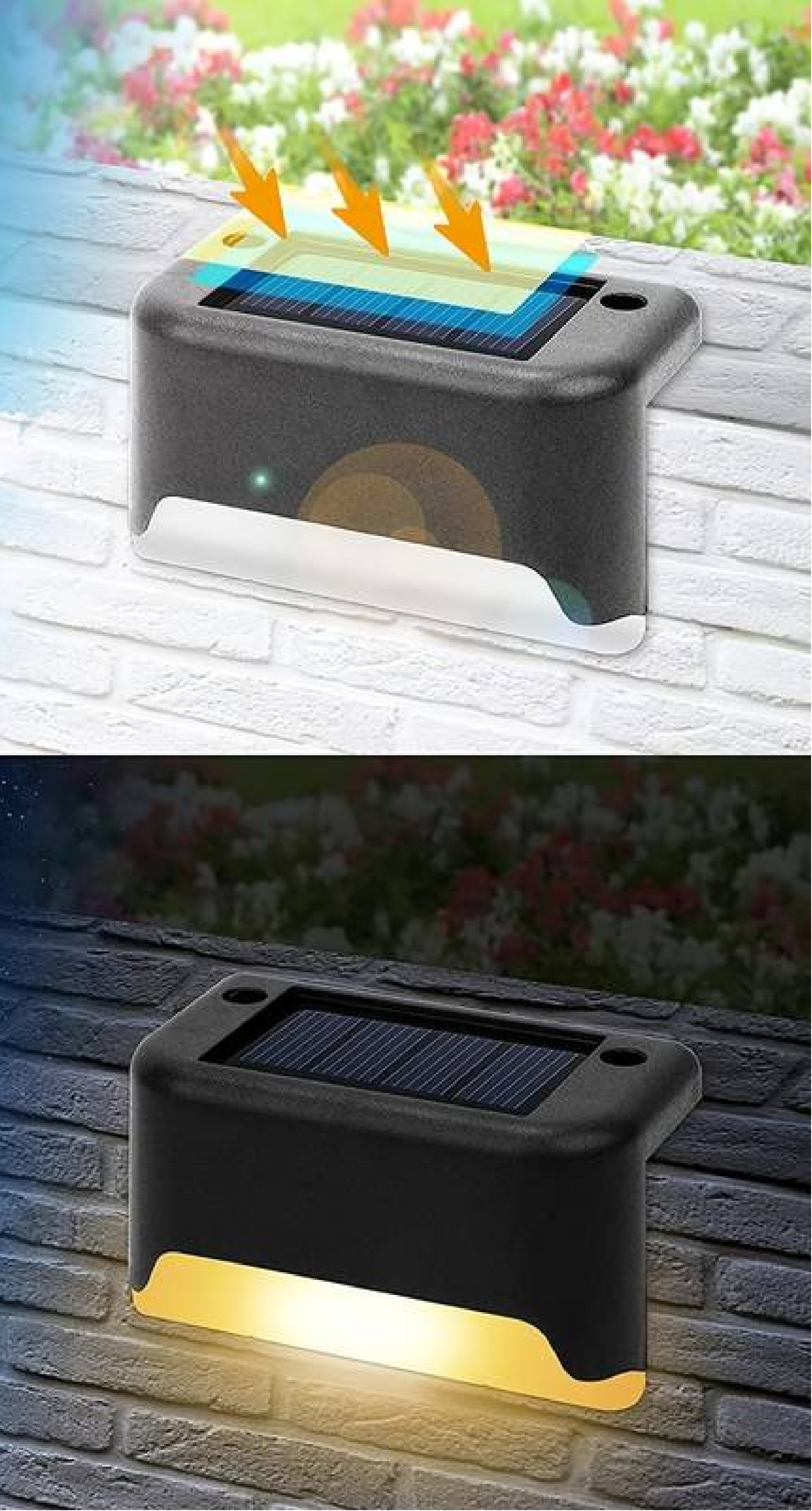 Solar Powered LED Outdoor Wall Lights for Fence Mounting