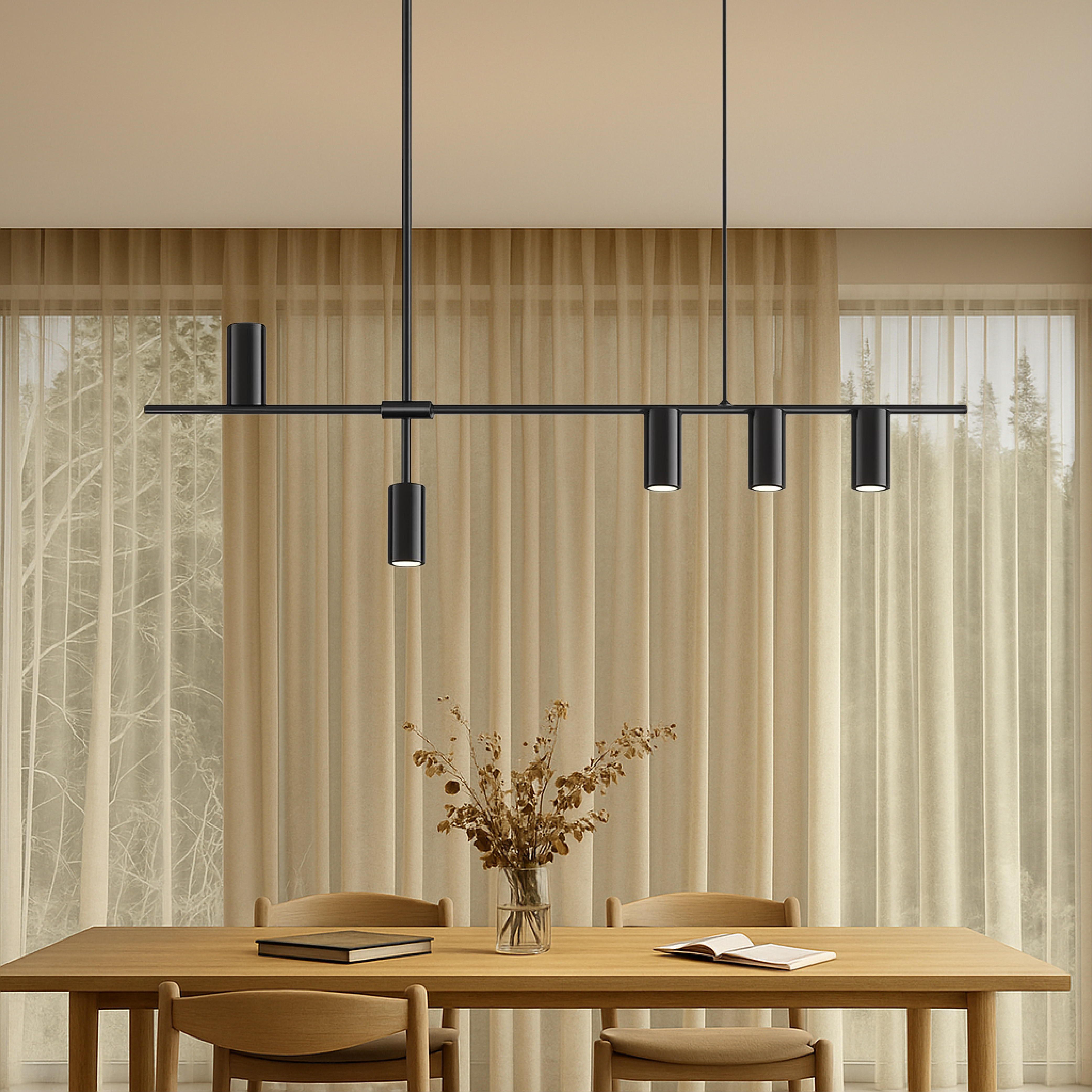 Minimalist Black Linear Kitchen Pendant Light