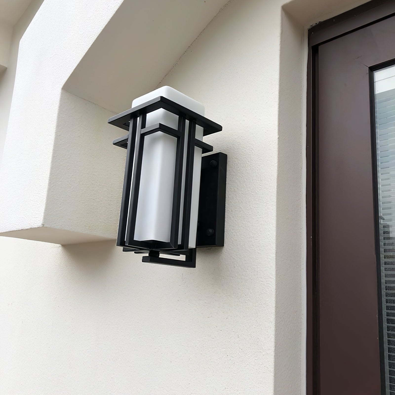 Outdoor Wall Light Rectangular Glass Shade with Metal Frame