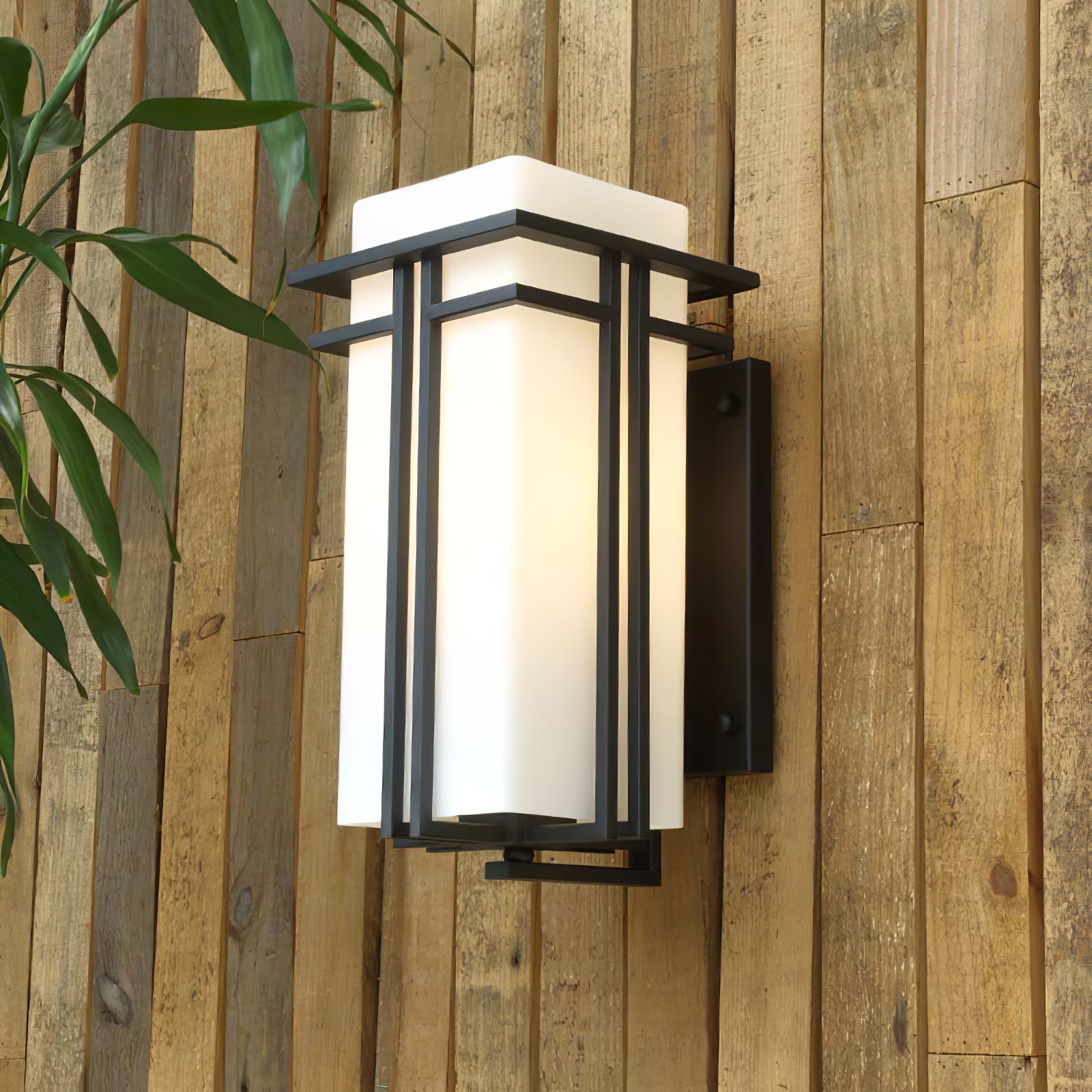 Outdoor Wall Light Rectangular Glass Shade with Metal Frame