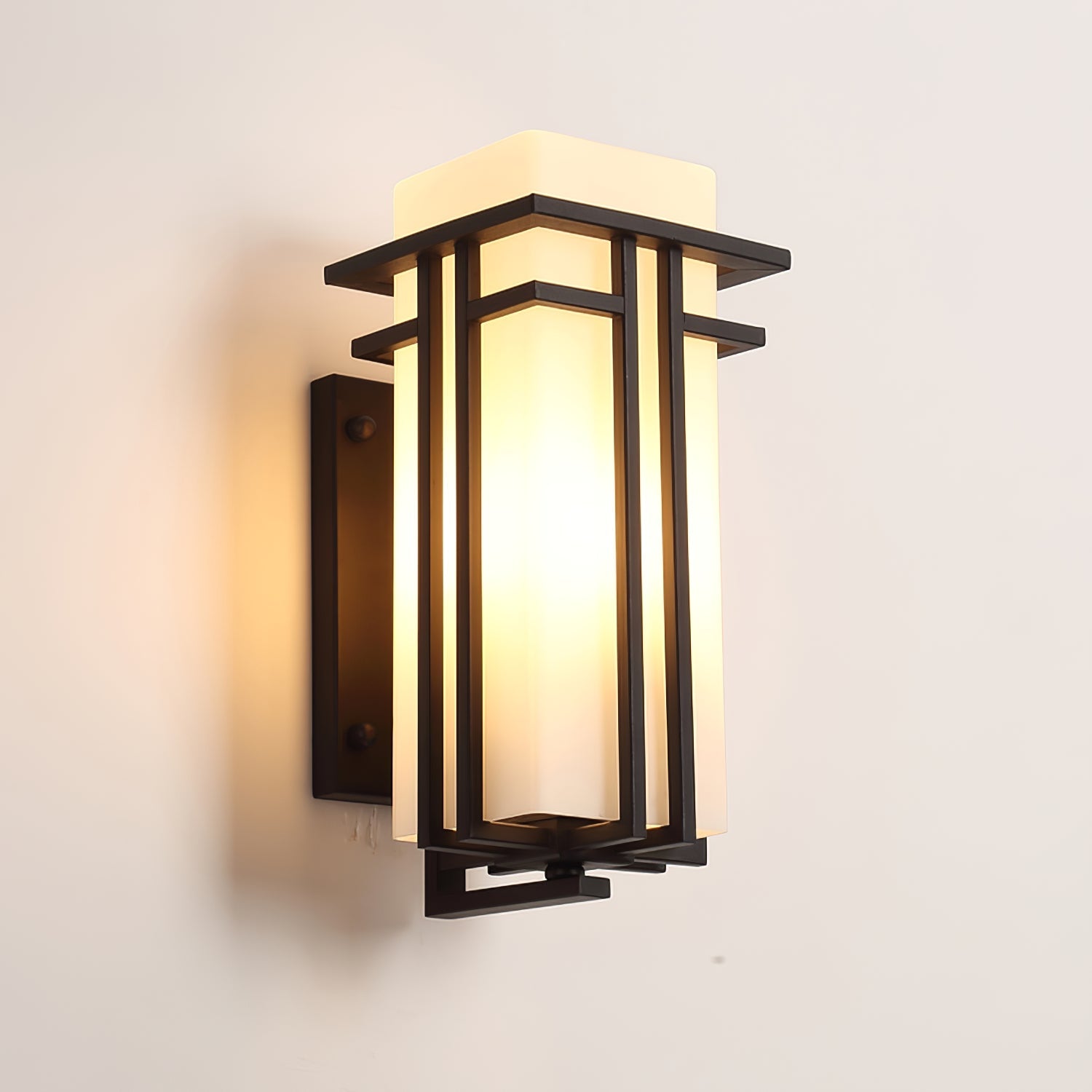 Outdoor Wall Light Rectangular Glass Shade with Metal Frame