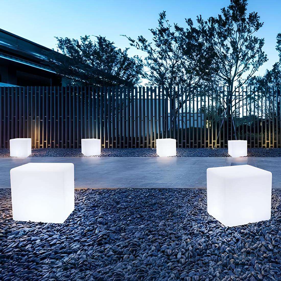 LED Cube Garden Light White Outdoor Floor Lamp