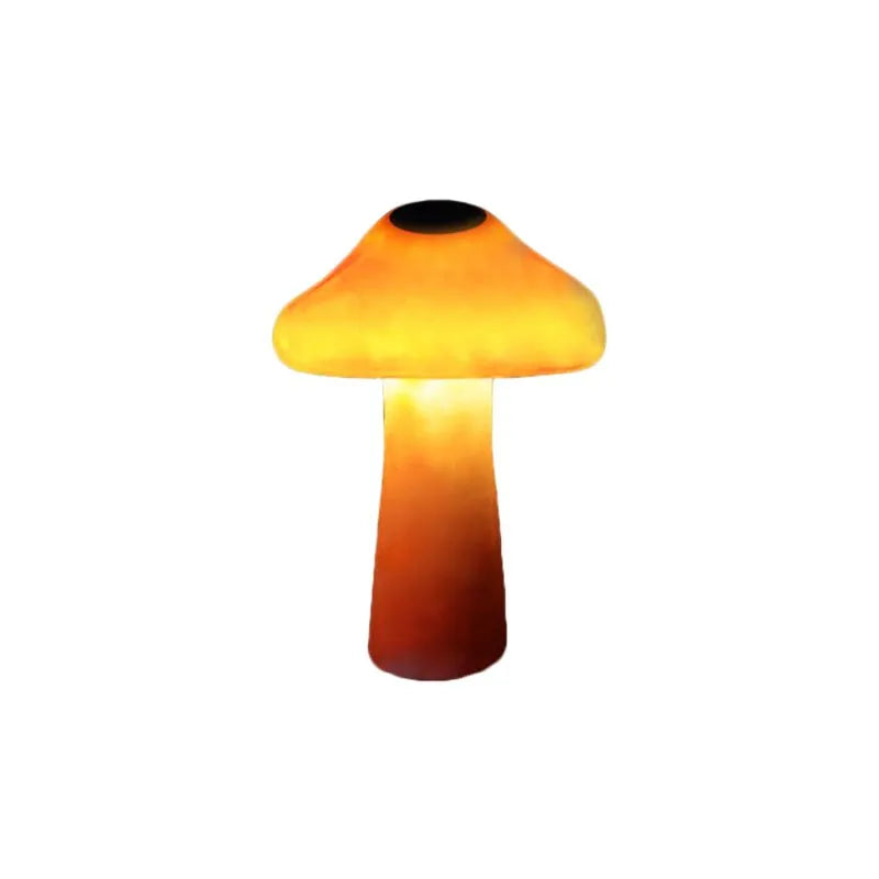 Outdoor Mushroom LED Garden Lamp Set in Orange Resin