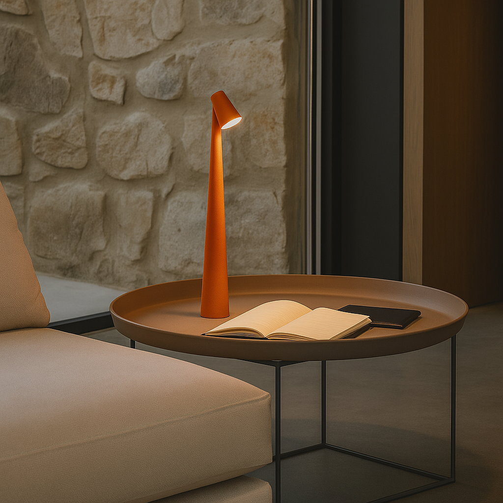 LED floor lamp with tall conical body