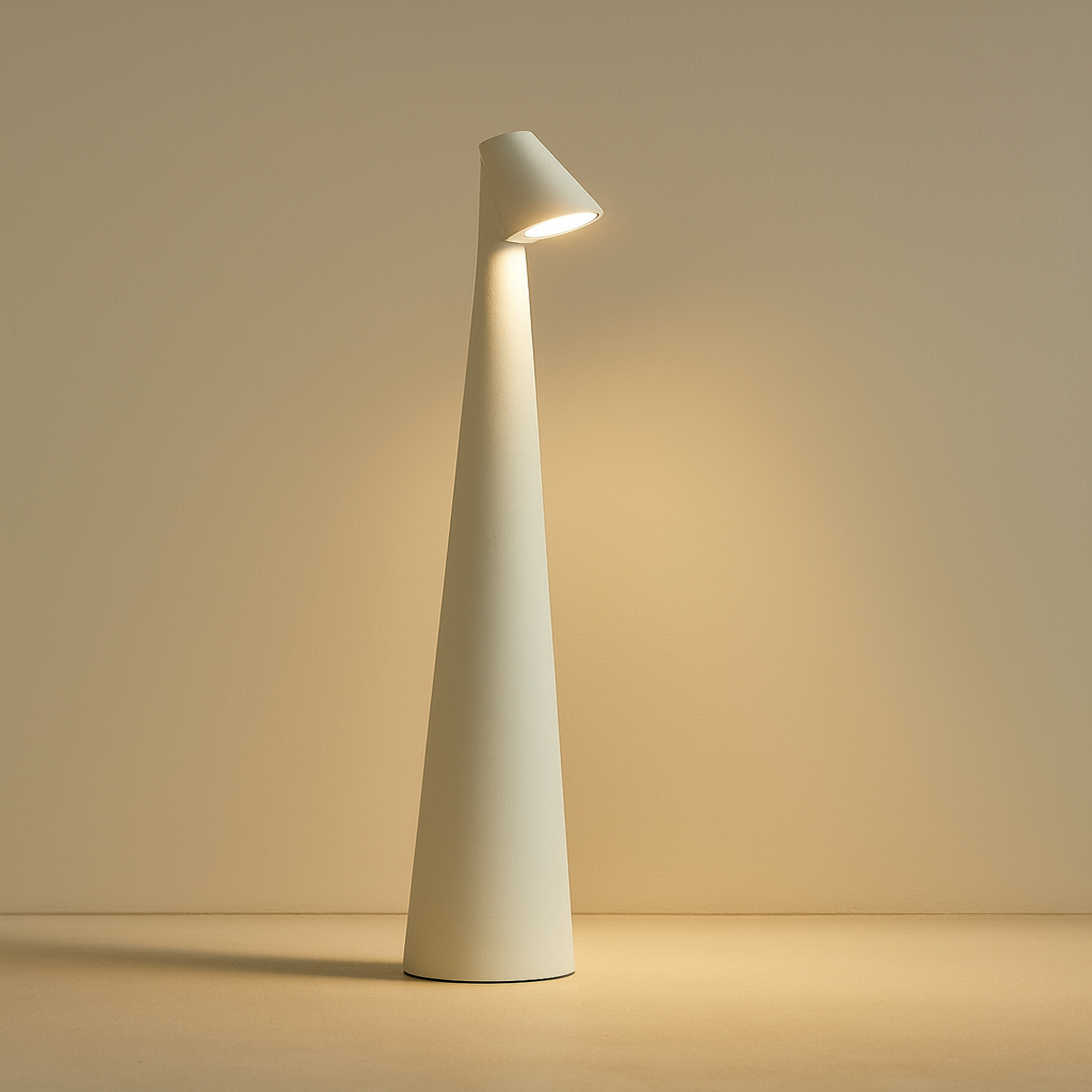 LED floor lamp with tall conical body