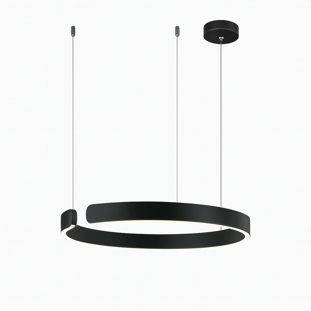 LED ring pendant light with metal finish