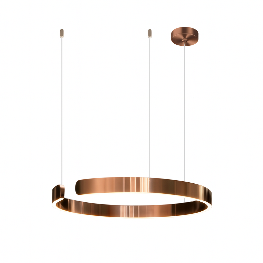 LED ring pendant light with metal finish