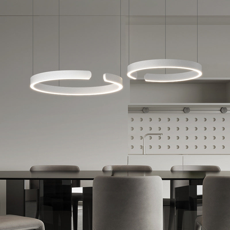 LED ring pendant light with metal finish