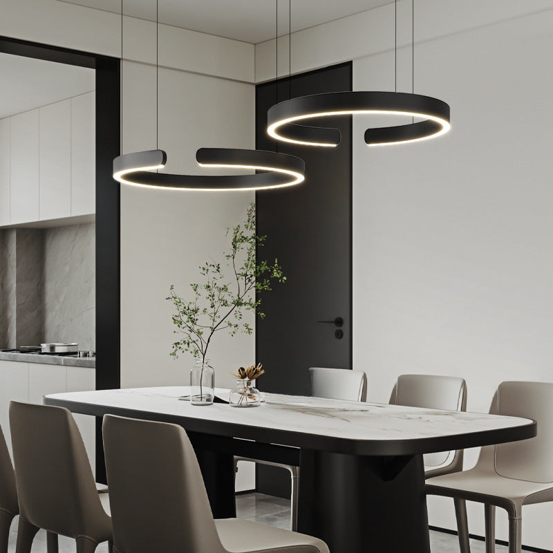 LED ring pendant light with metal finish