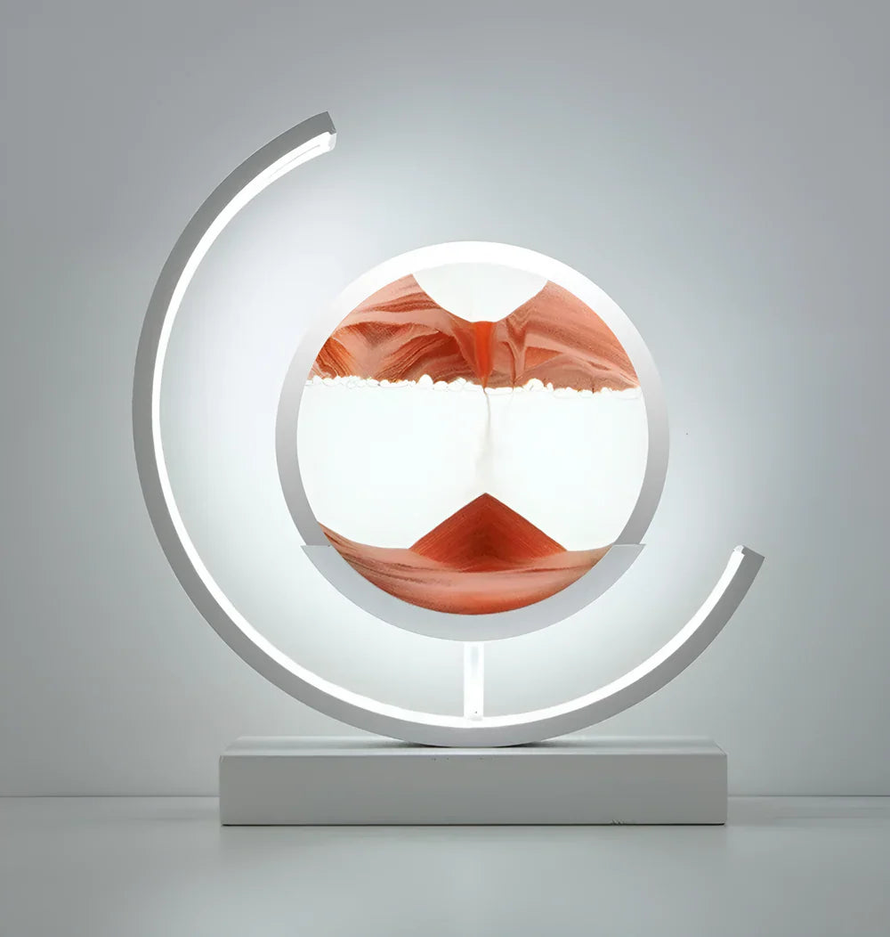 LED sand art table lamp with circular frame